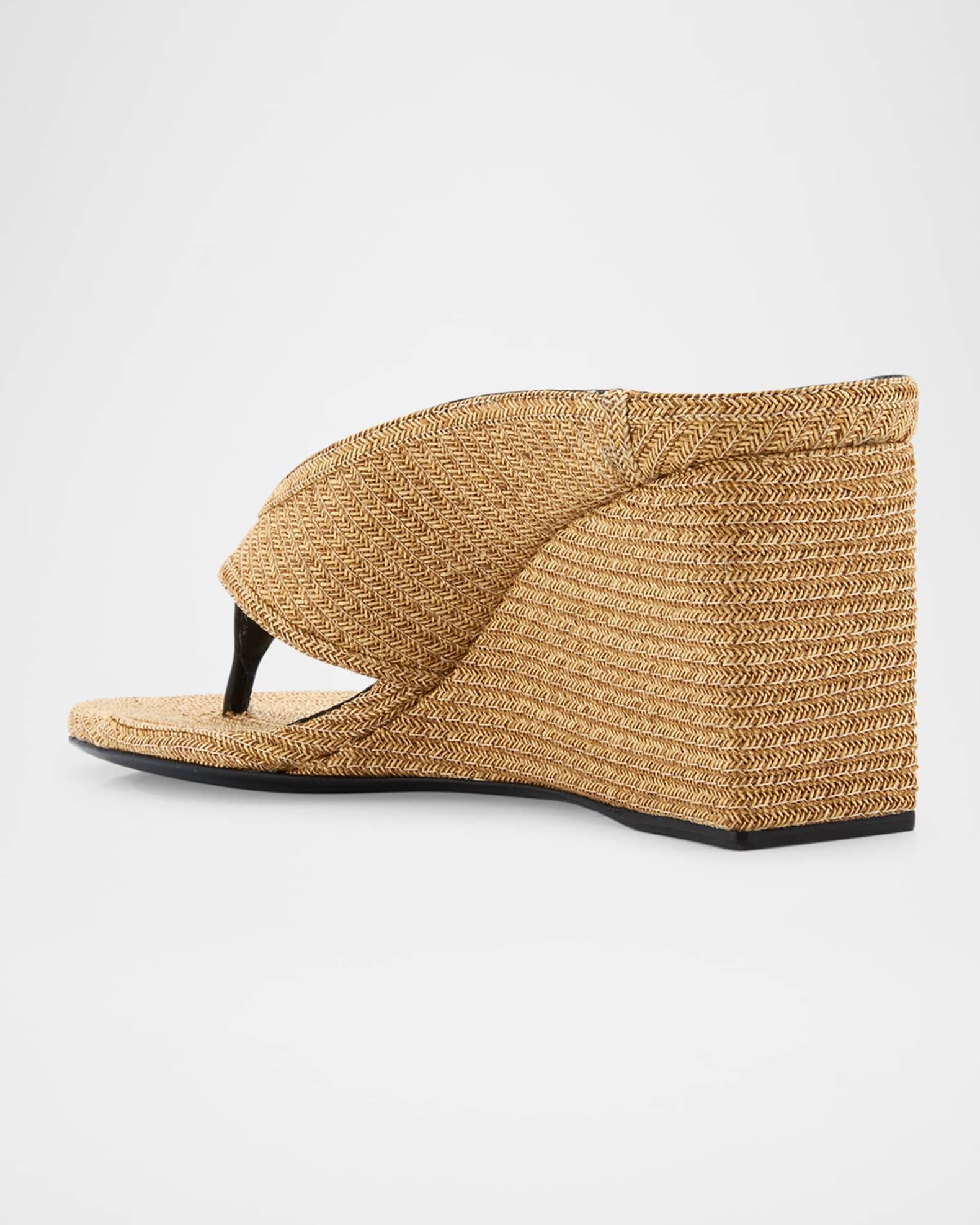 Raffia Wedge Thong Sandals Product Image