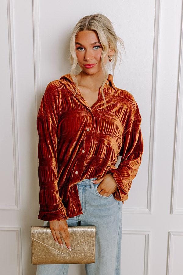 Amazing Views Velvet Top in Rust Product Image