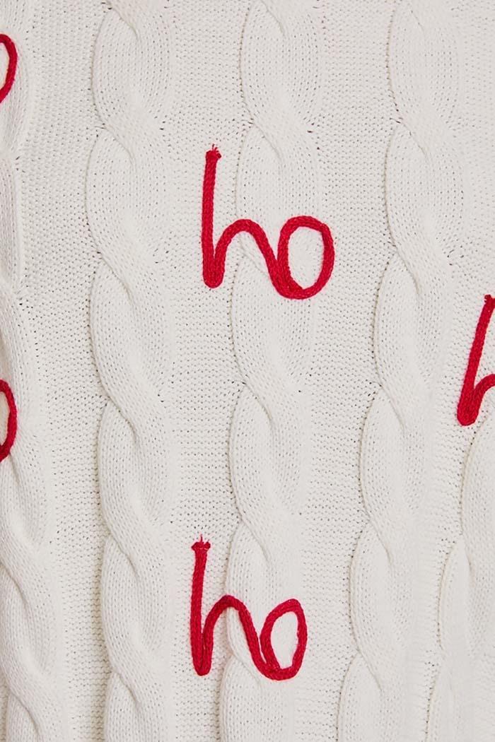 "Ho Ho Ho" Pullover Cable Sweater Product Image