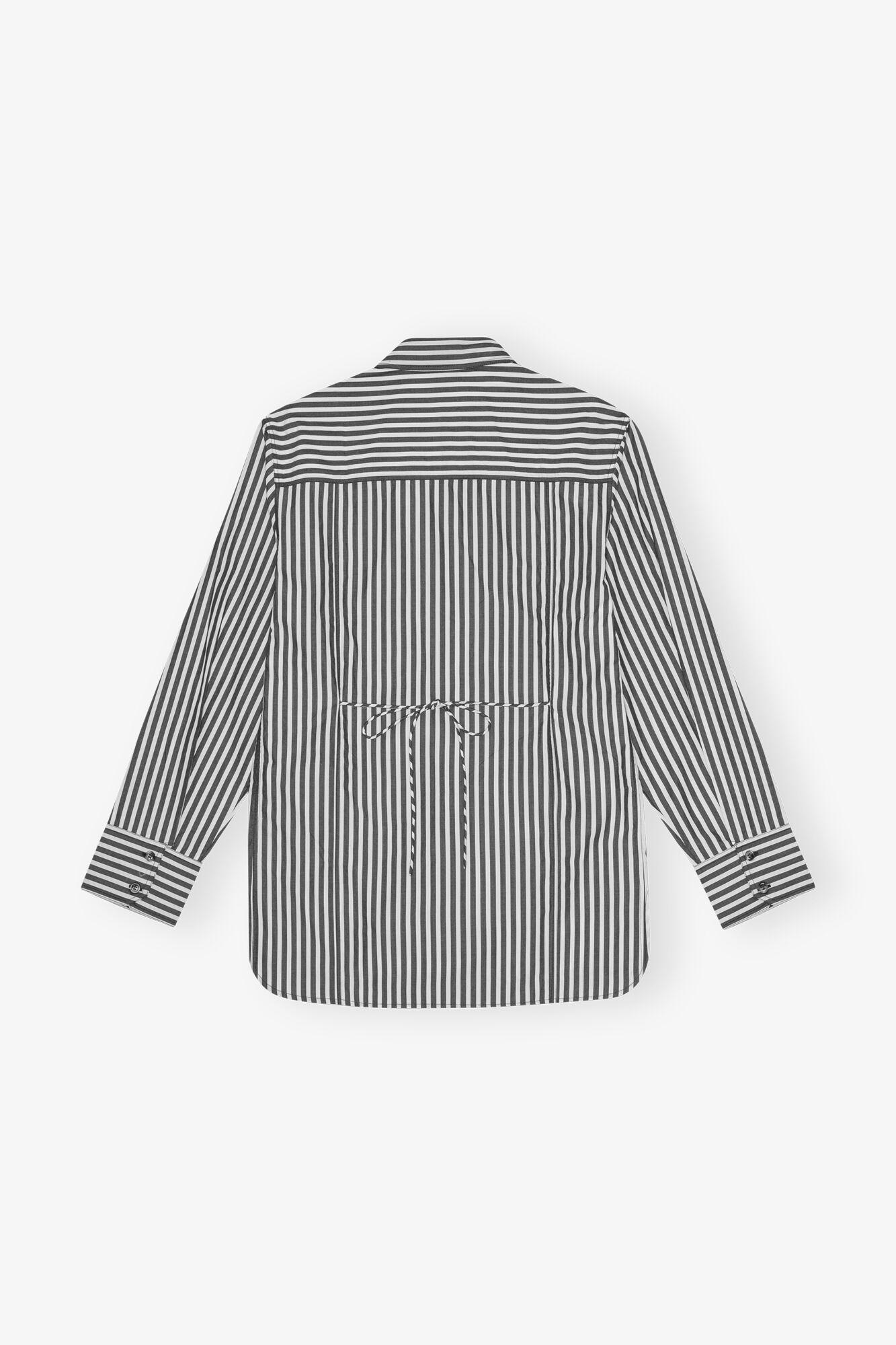 Stripe Cotton Oversized Tie String Shirt Product Image