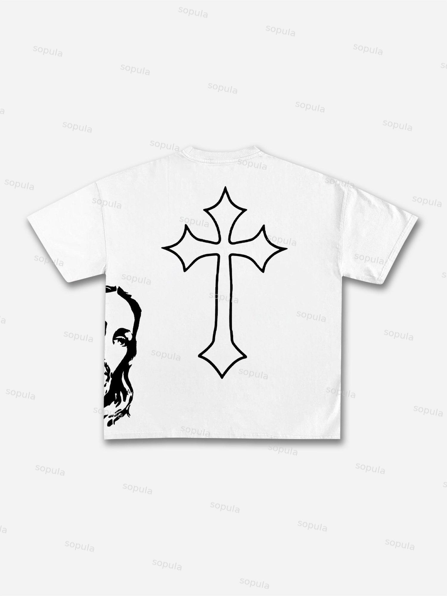 Vintage God-crusade Graphic Cotton T-shirt Product Image