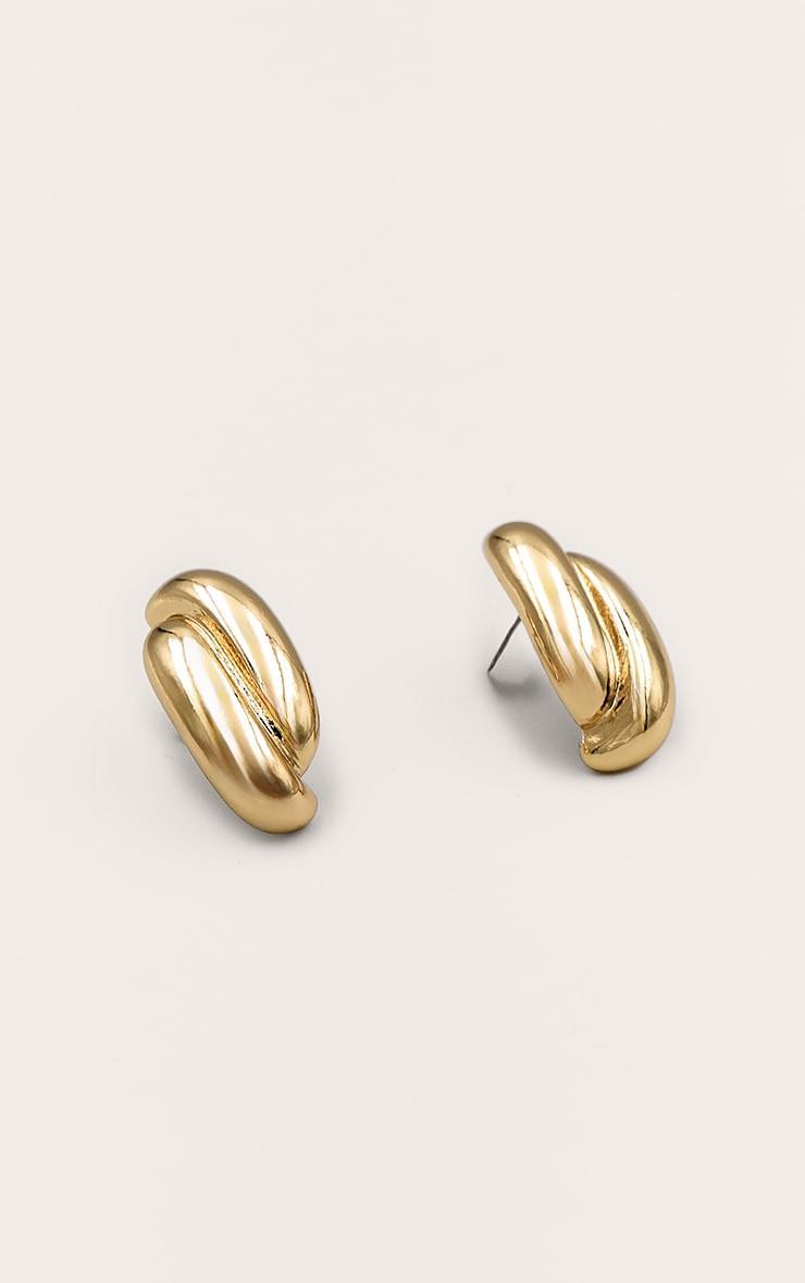 Gold Chunky Abstract Twist Statement Earrings Product Image