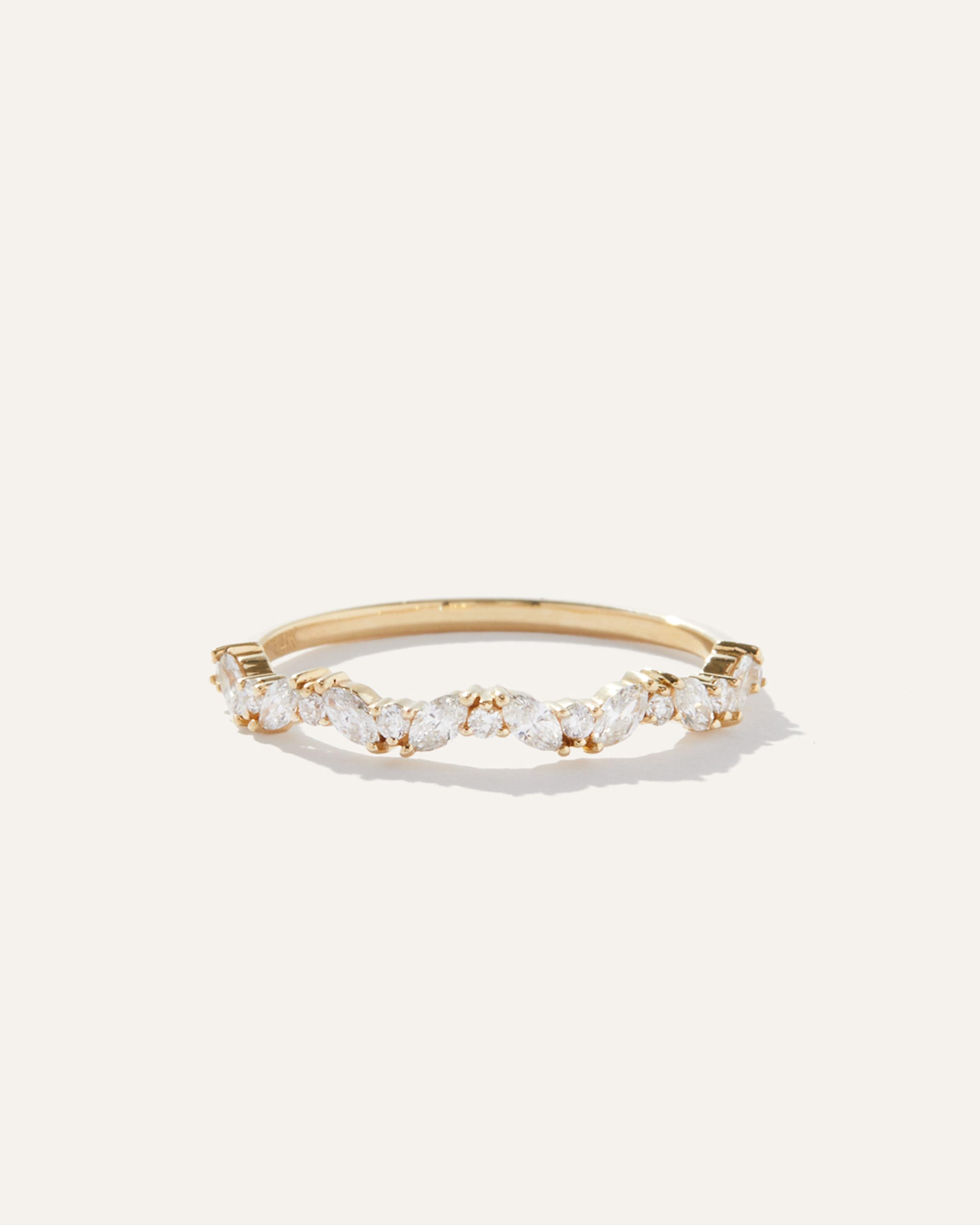 14K Gold Diamond Slanted Marquise and Round Band Product Image