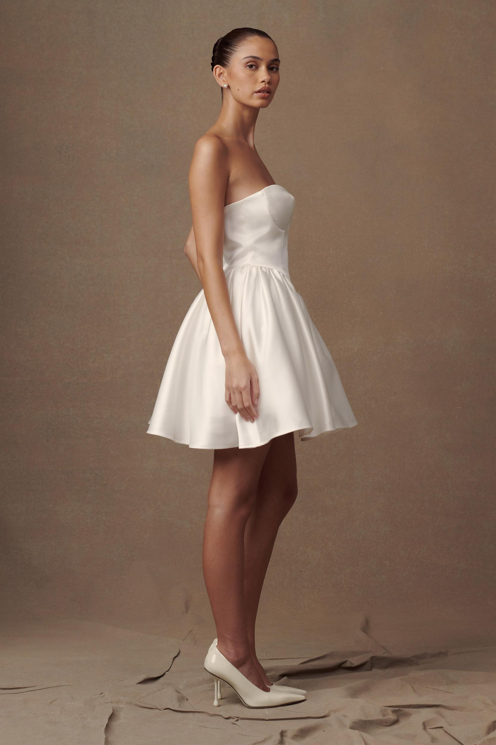 Hollie Structured Corset Mini Dress - White Product Image