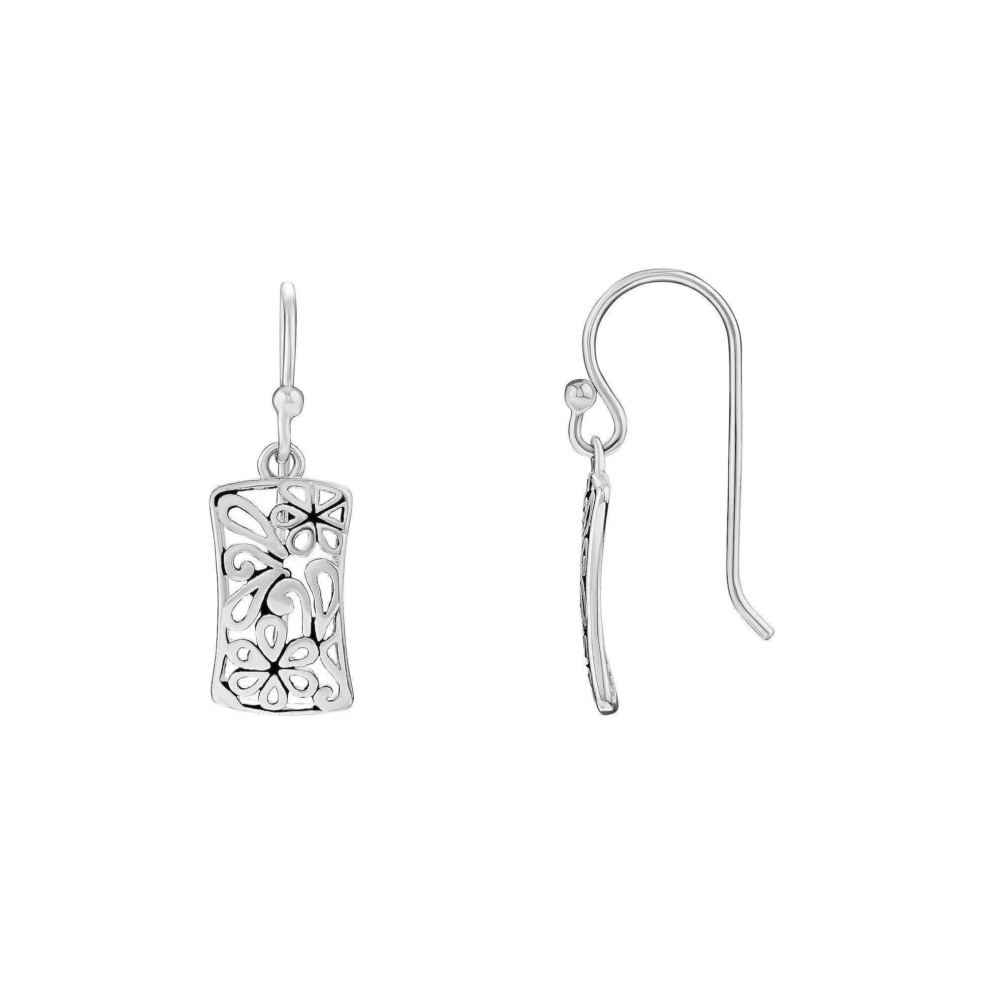 PRIMROSE Sterling Silver Filigree Floral Drop Earrings, Women's Product Image