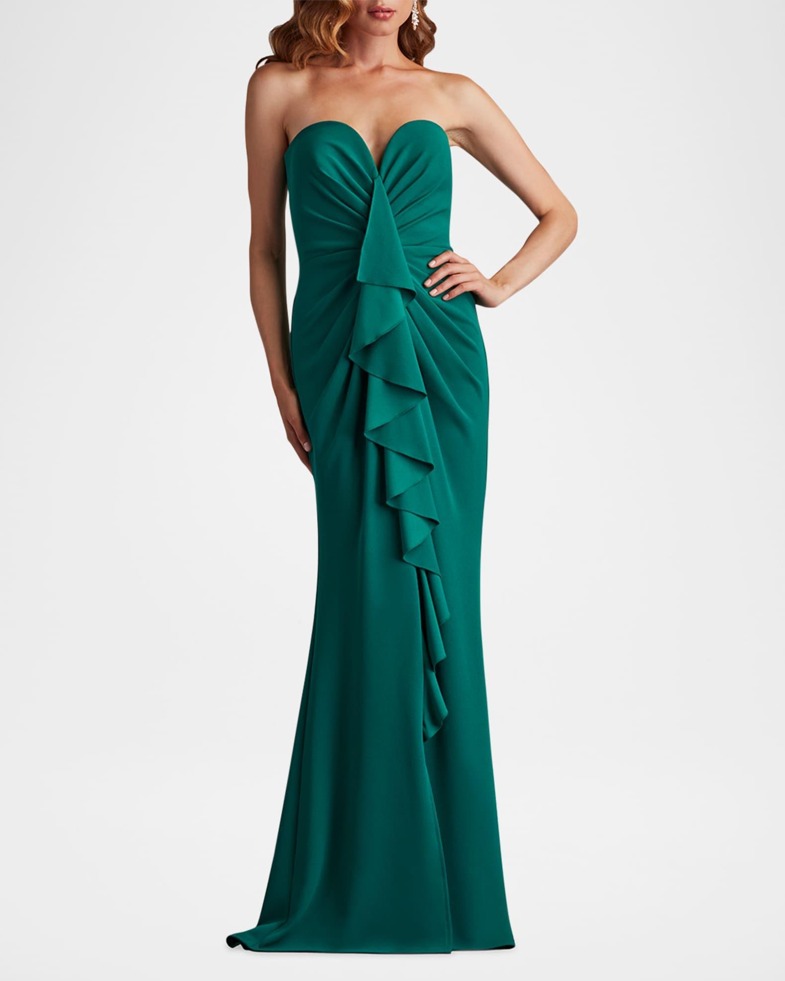 Strapless Ruffle Crepe Gown Product Image