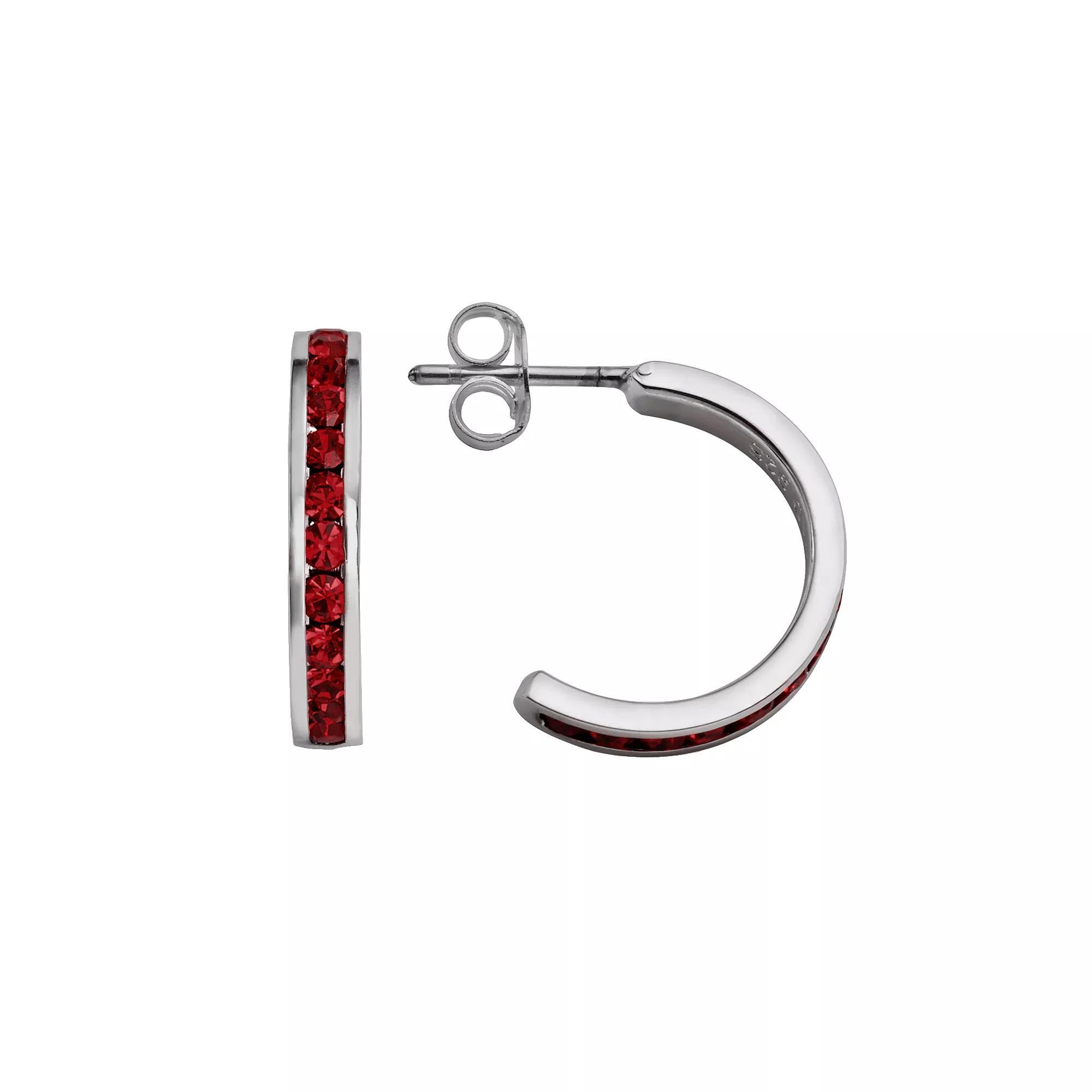 Traditions Jewelry Company Sterling Silver Crystal Semi-Hoop Earrings, Women's, November Product Image