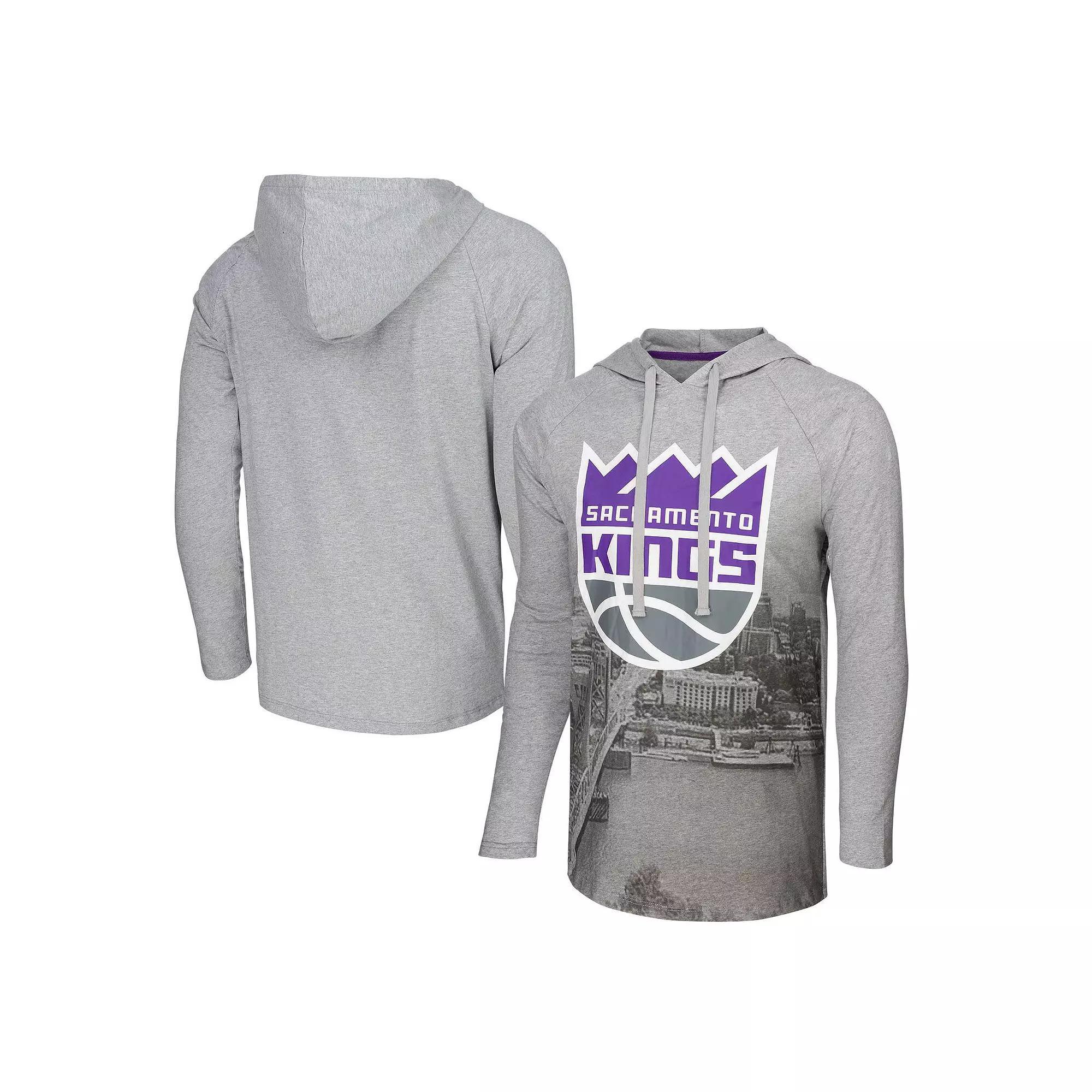 Men's Stadium Essentials Heather Gray Sacramento Kings Atrium Raglan Long Sleeve Hoodie T-Shirt, Adult Unisex,  Product Image