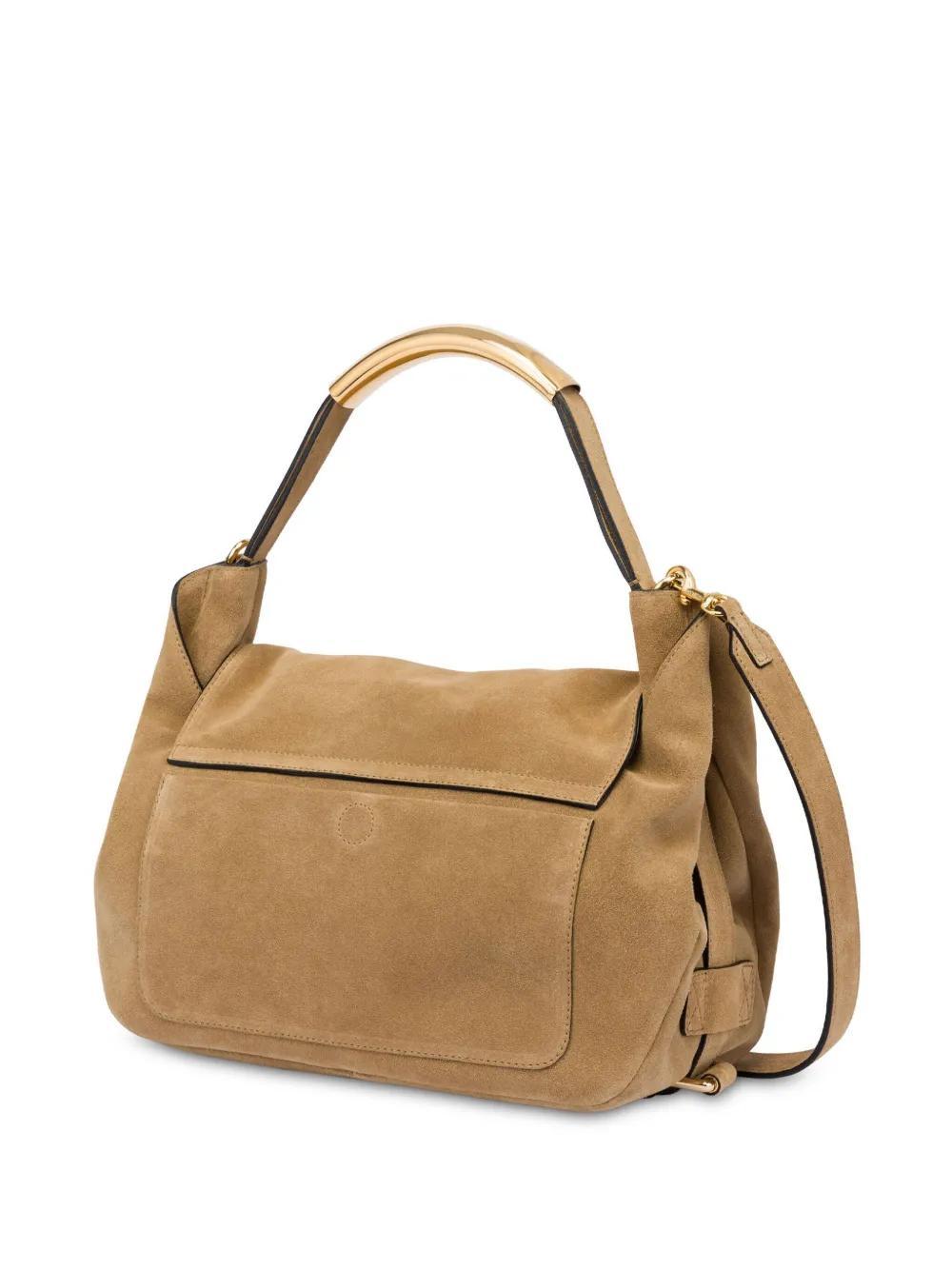 MOSCHINO Calf Suede Tote Bag In Neutrals Product Image