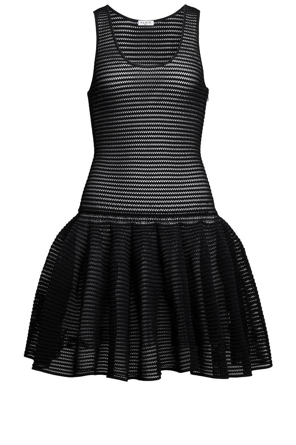 ALAÏA Crinoline Flared Mini Dress In Noir Alaia Product Image