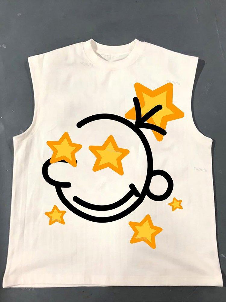 Casual The Brain Explodes Print Cotton Tank Top Product Image