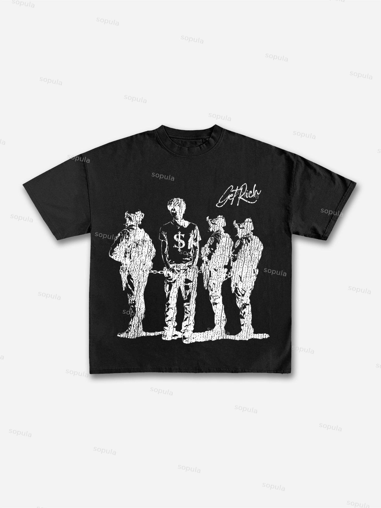 Get Rich Street Graphic Print Cotton T-shirt Product Image