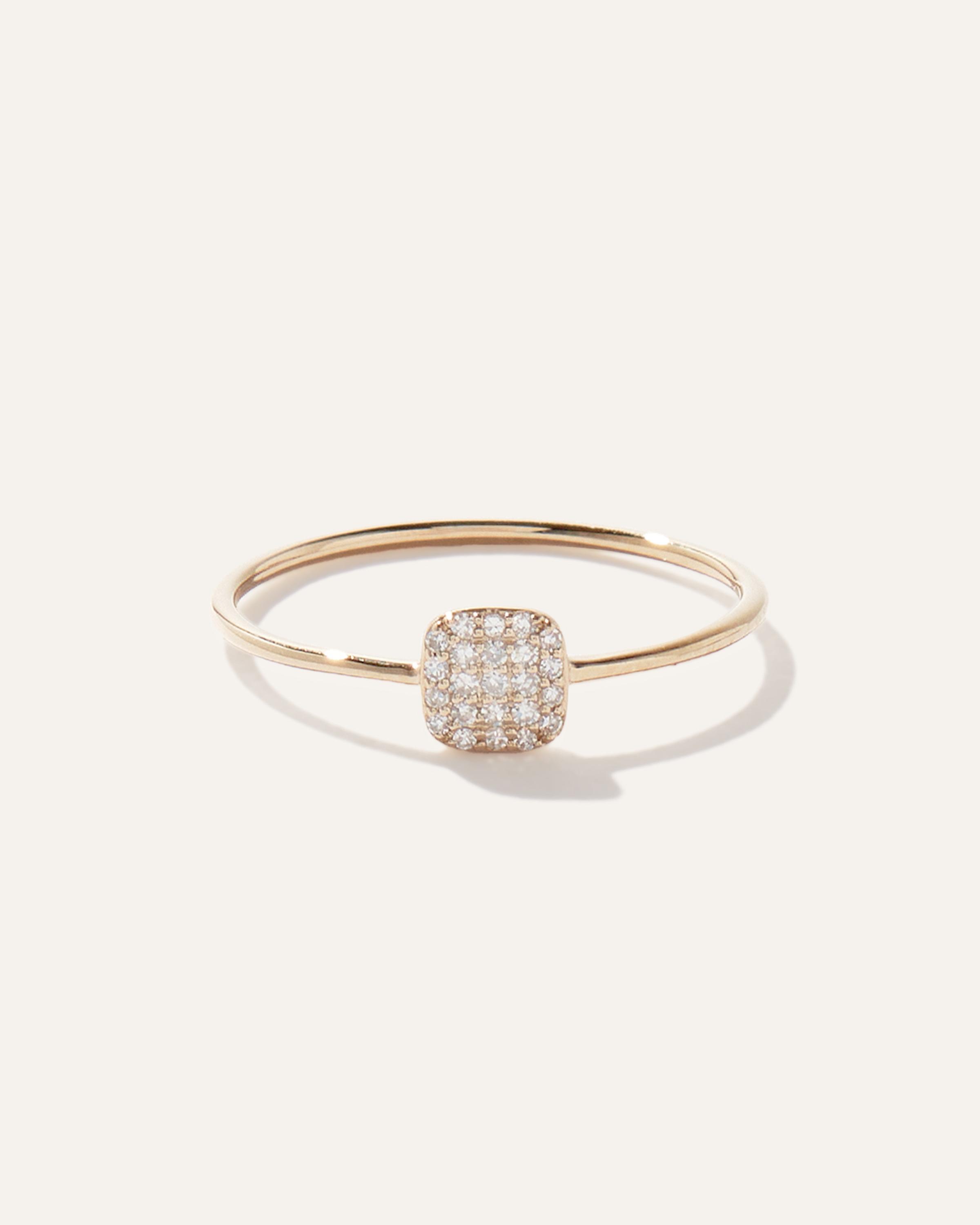 14K Gold Pave Diamond Cushion Ring Product Image