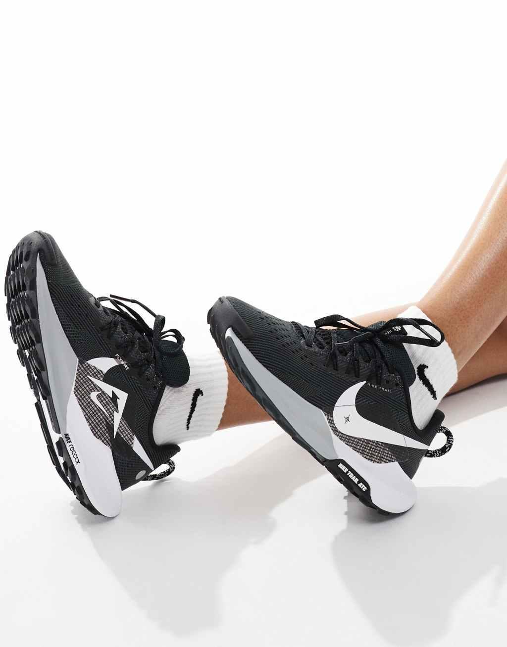 Nike Running Reactx Pegasus Trail 5 sneakers in black and white Product Image