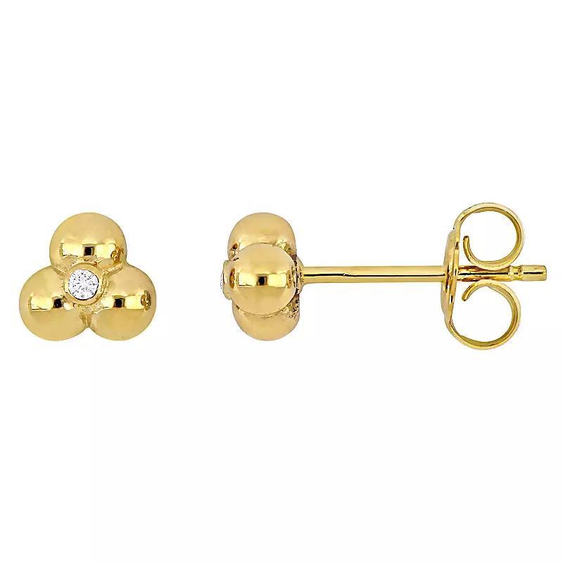 Stella Grace 14k Gold Diamond Accent 3-Bead Stud Earrings, Womens Product Image