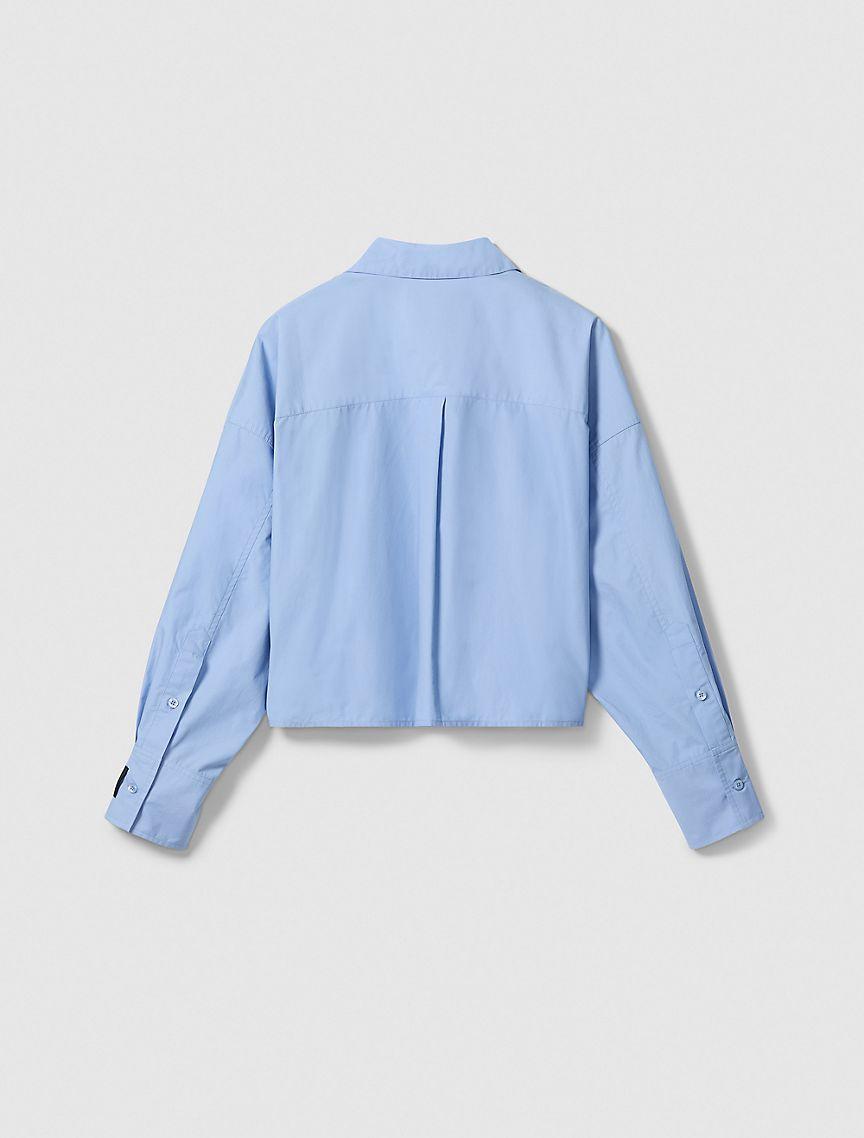 Poplin Woven Cropped Button-Down Shirt Product Image