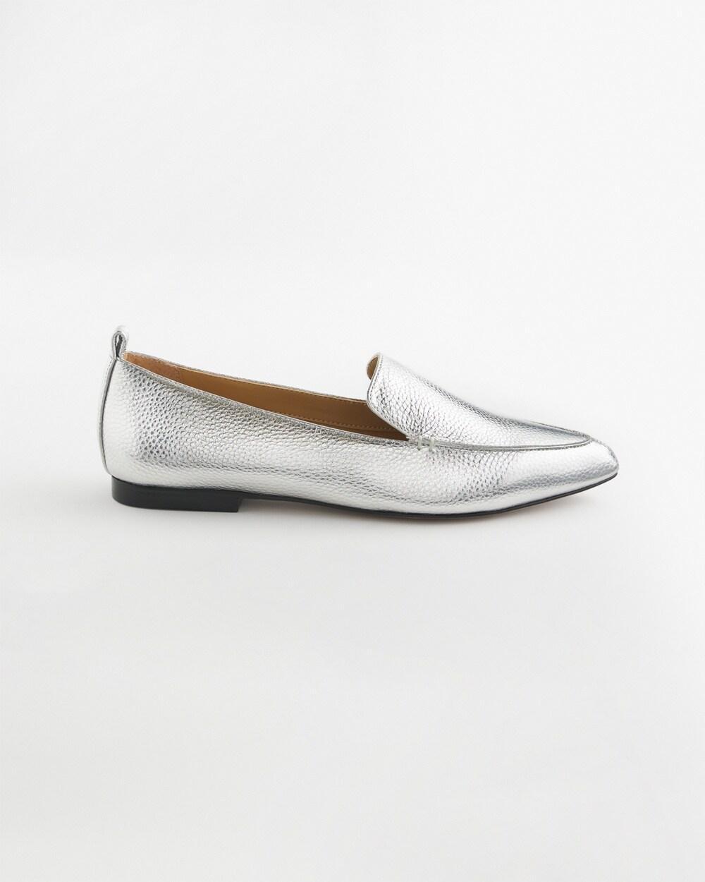 Silver Metallic Leather Loafer Product Image