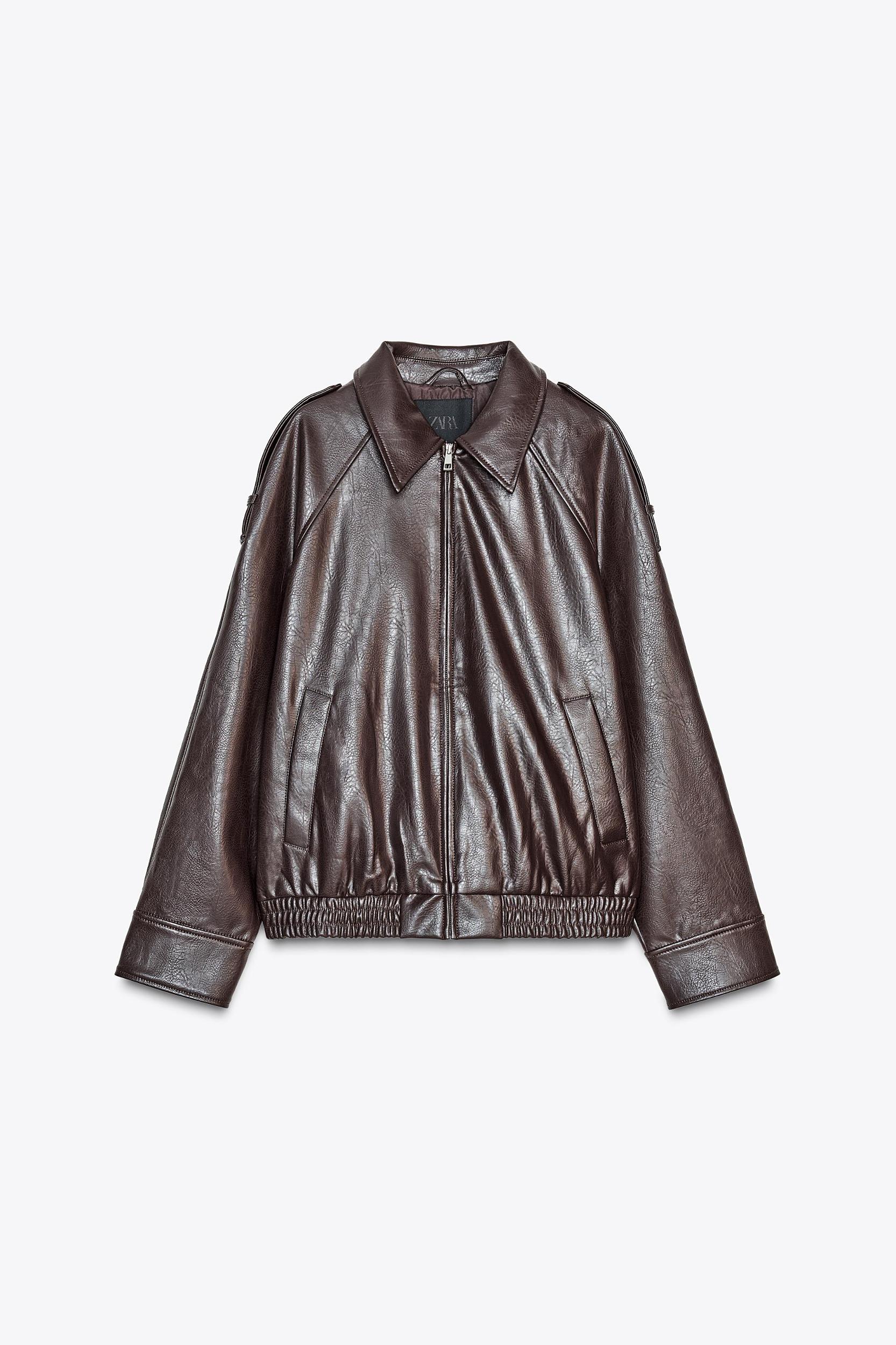 FAUX LEATHER BOMBER JACKET Product Image
