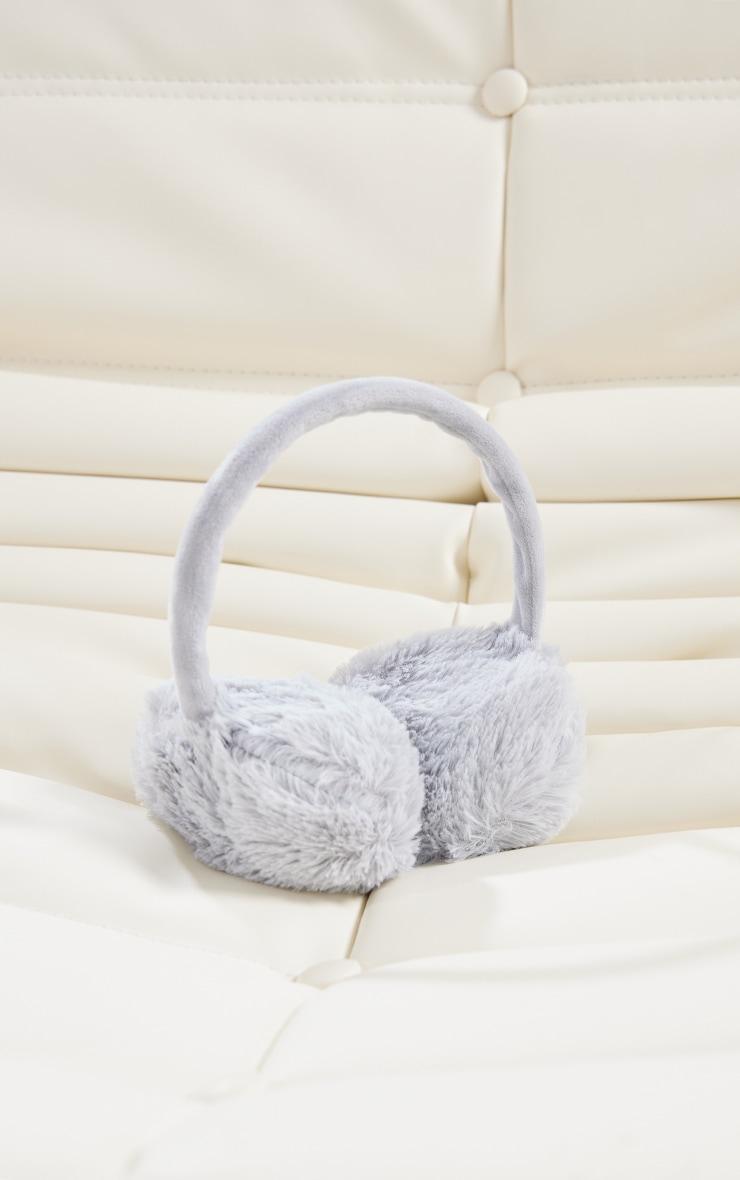 Grey Faux Fur Ear Muffs Product Image