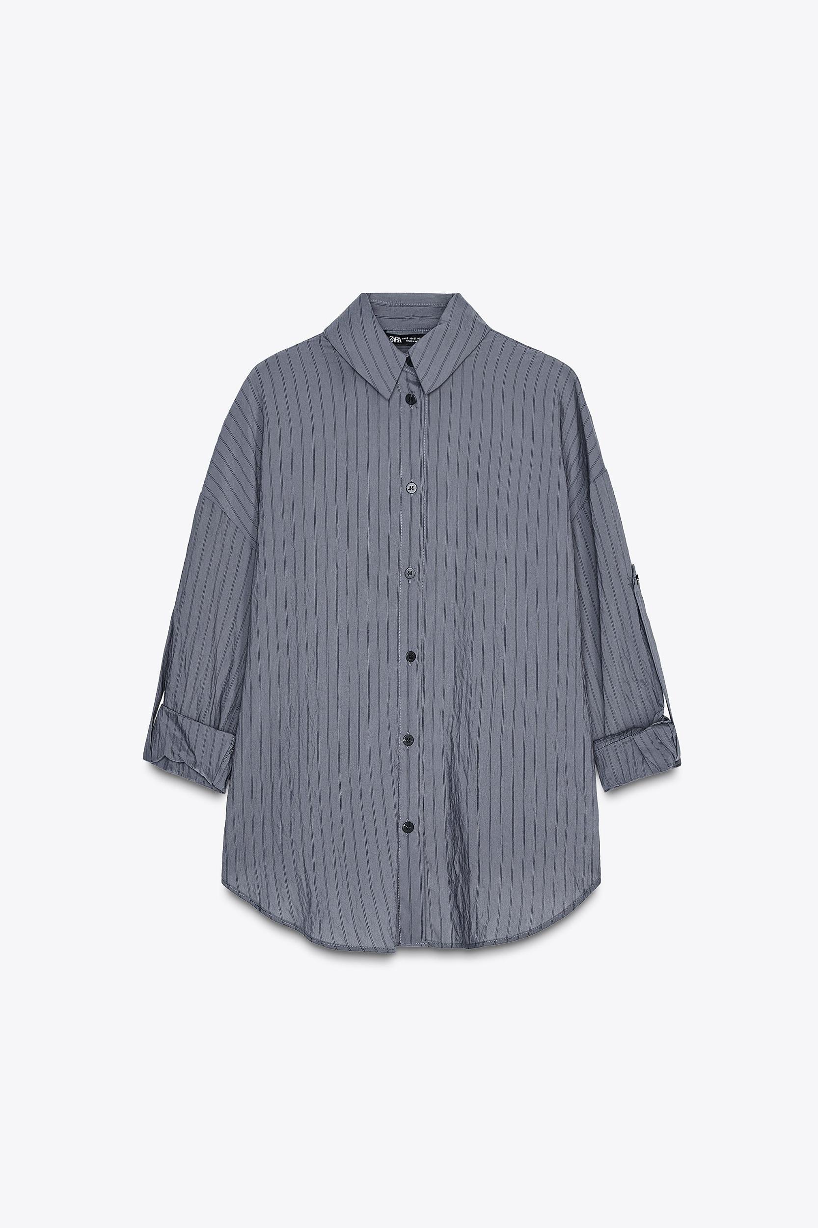 STRIPED ROLL-TAB SLEEVE SHIRT Product Image