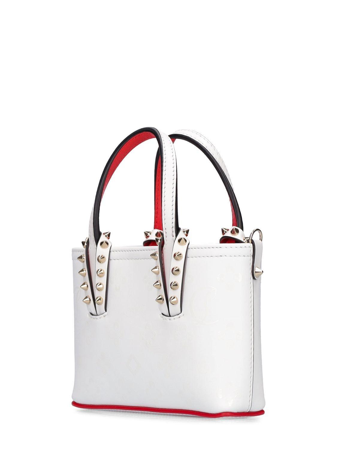 CHRISTIAN LOUBOUTIN Nano Cabata Leather Top Handle Bag In White Product Image