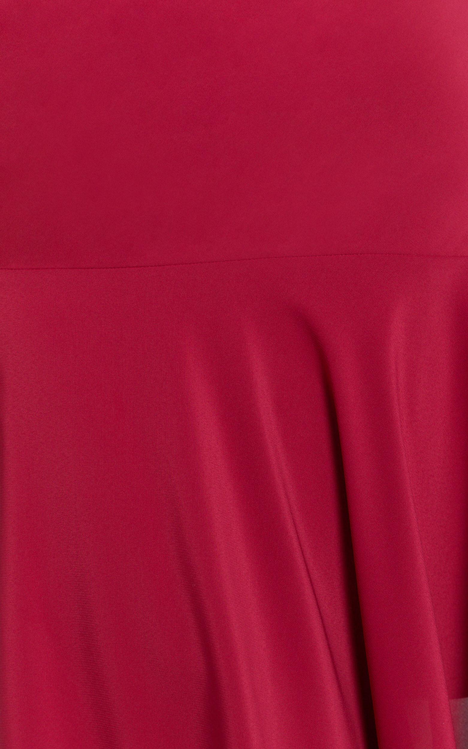 Clare Midi Skirt - Mid Waisted Asymmetric Bias Cut Slip Skirt in Cherry Red Product Image