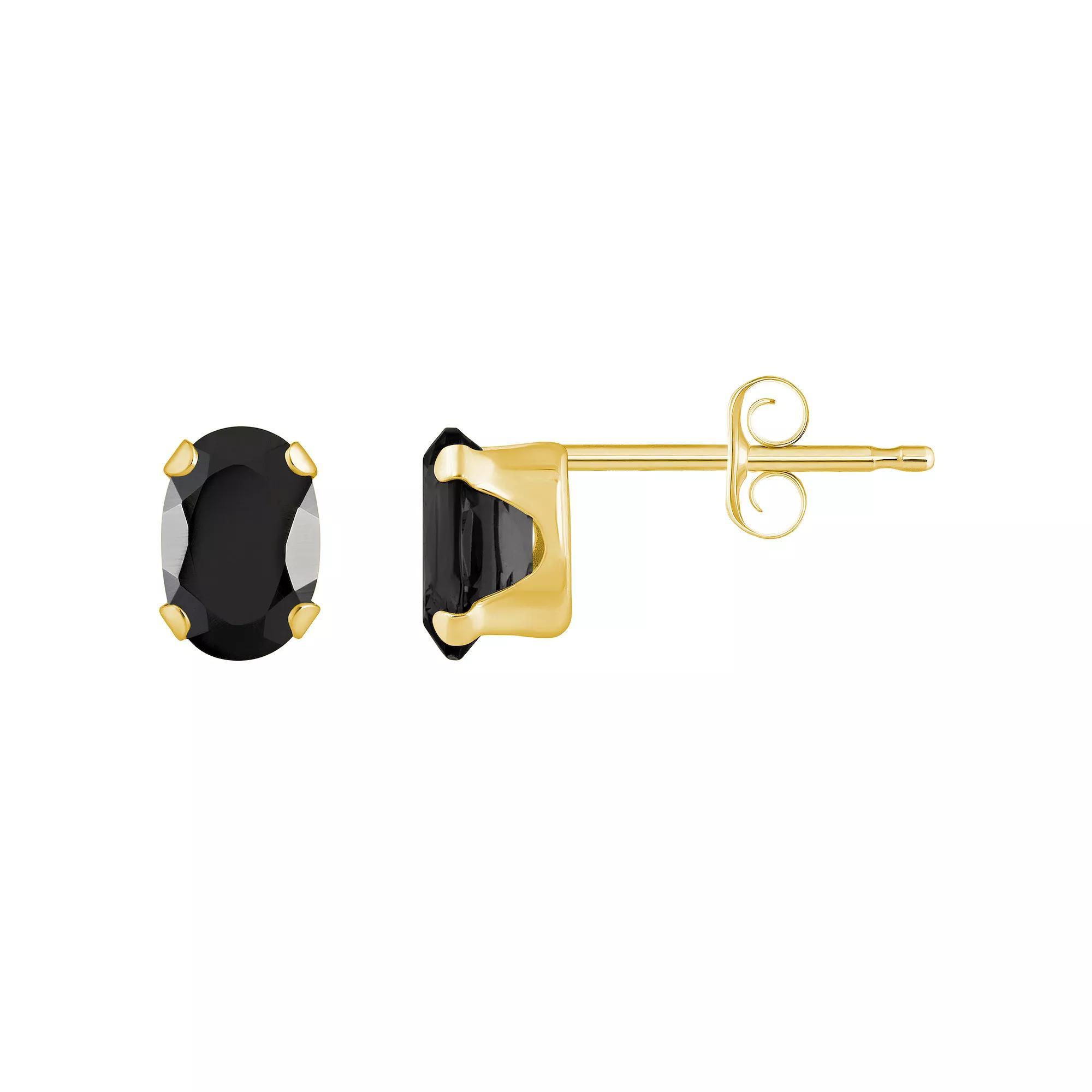 Celebration Gems 10k Gold Oval Onyx Stud Earrings, Women's, Yellow Product Image