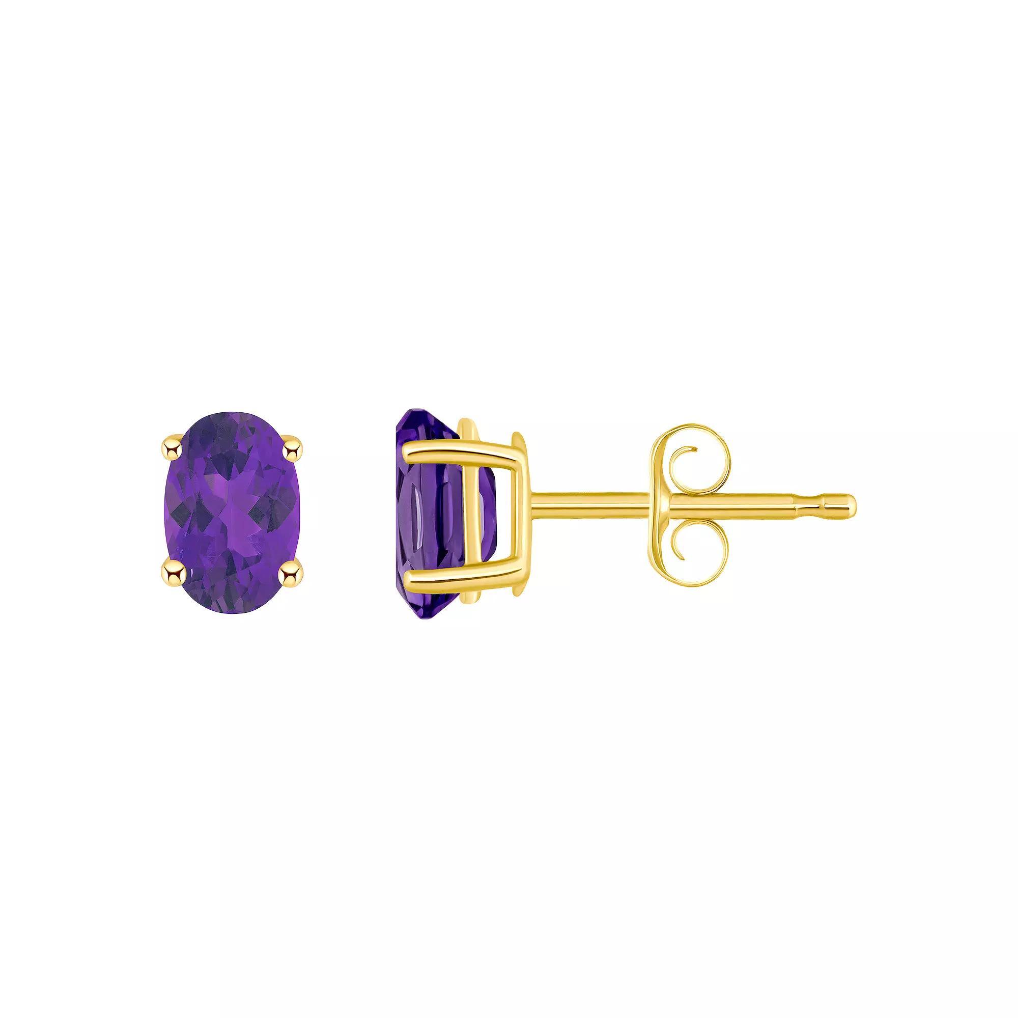 Celebration Gems 14k Gold Oval Gemstone Stud Earrings, Women's, Peridot Product Image