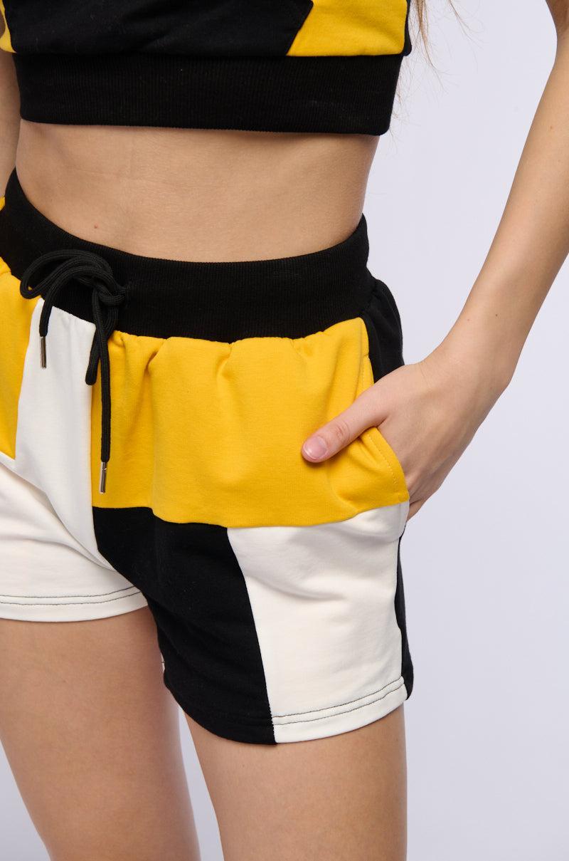 ON THE GO COLOR BLOCK TIE WAIST SHORT Product Image