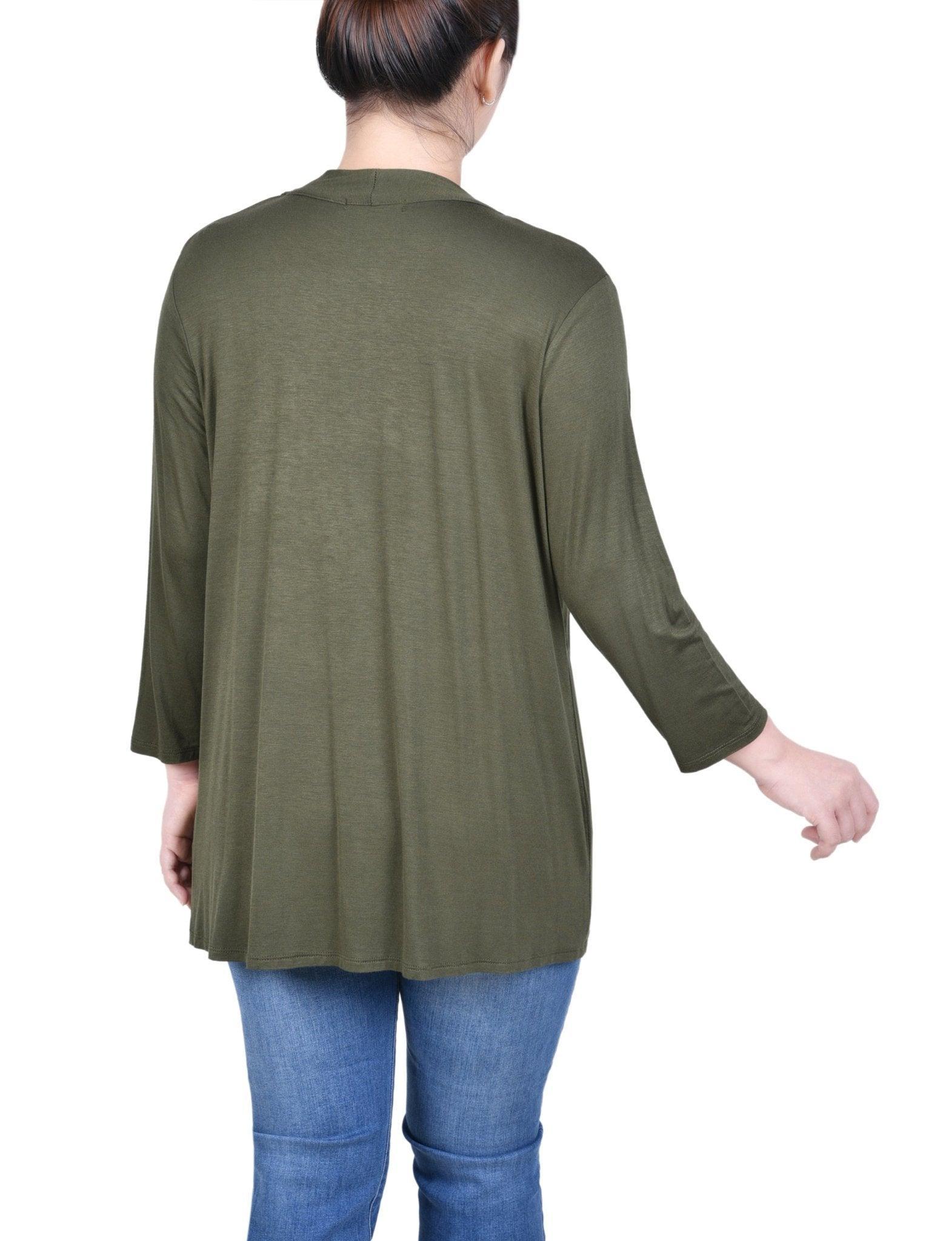 Reflecting Pond 3/4 Sleeve Solid Cardigan Product Image