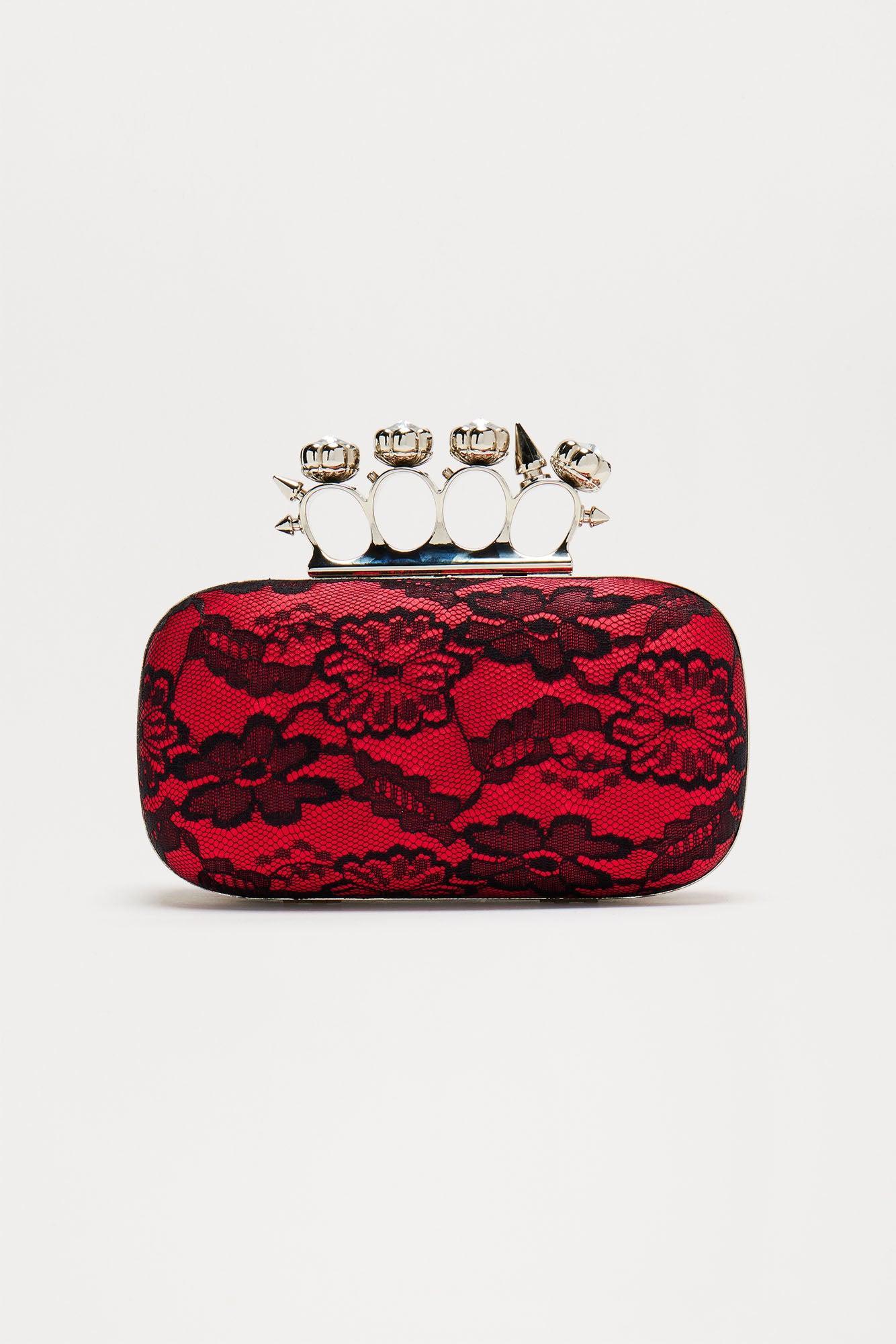 Seductive Lace Clutch  - Red/Black Product Image