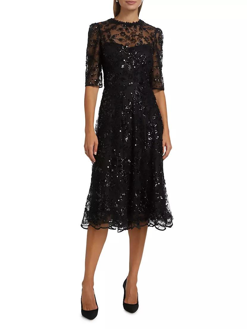 Sequined Lace Cocktail Dress Product Image