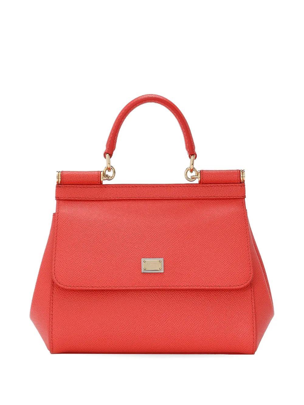 DOLCE & GABBANA Sicily Medium Leather Handbag In Orange Product Image