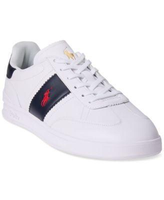 POLO RALPH LAUREN Men's Heritage Aera Leather Sneaker In White,navy,red Product Image