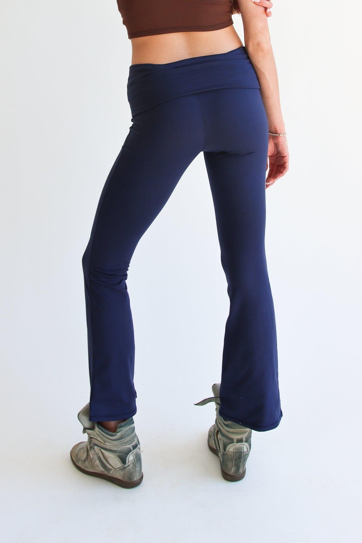 Fold Over Fleece Lined Flare Leggings Product Image