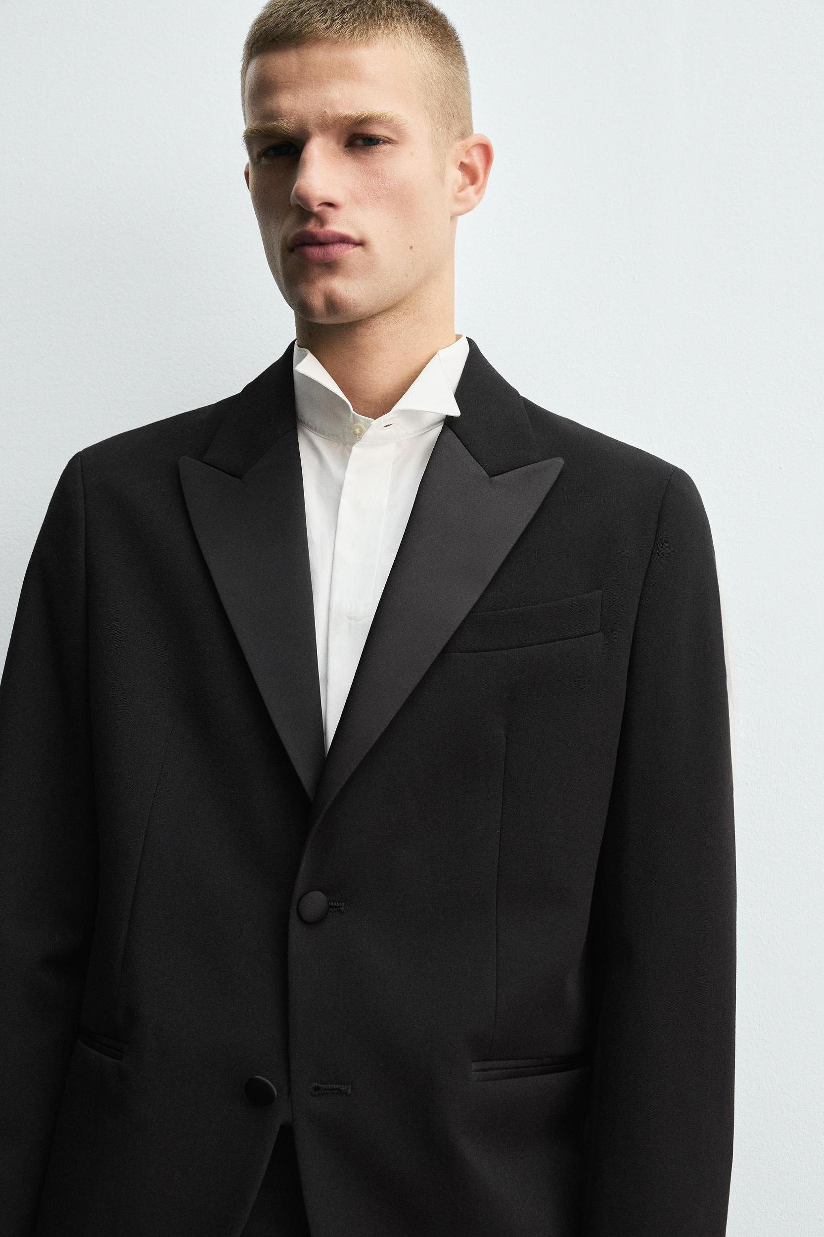 WOOL BLEND TUXEDO SUIT BLAZER Product Image