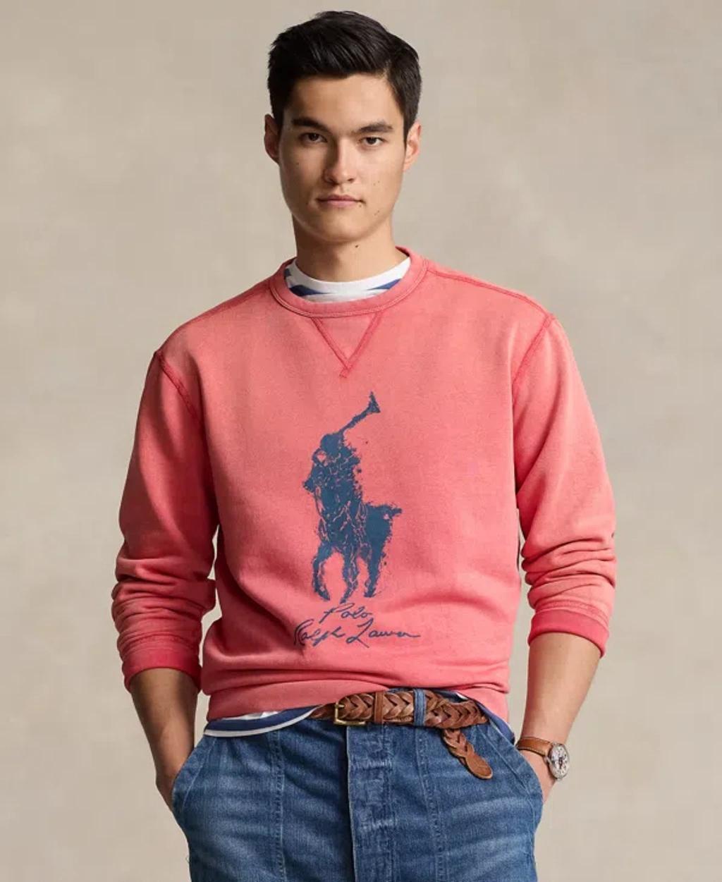 POLO RALPH LAUREN Men's Big Pony Garment-dyed Fleece Sweatshirt In Adirondack Berry Product Image