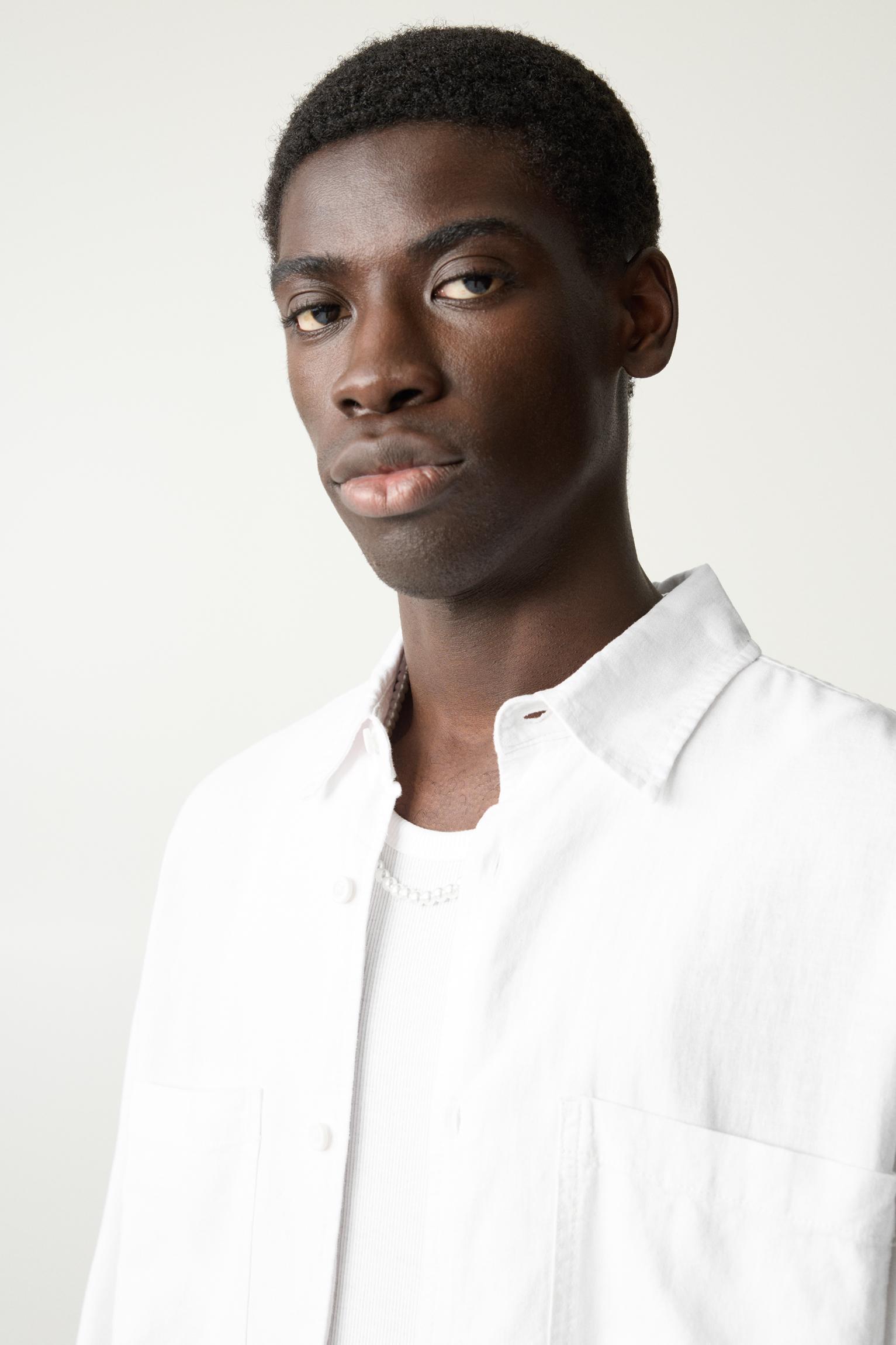 Long sleeve linen blend shirt Product Image