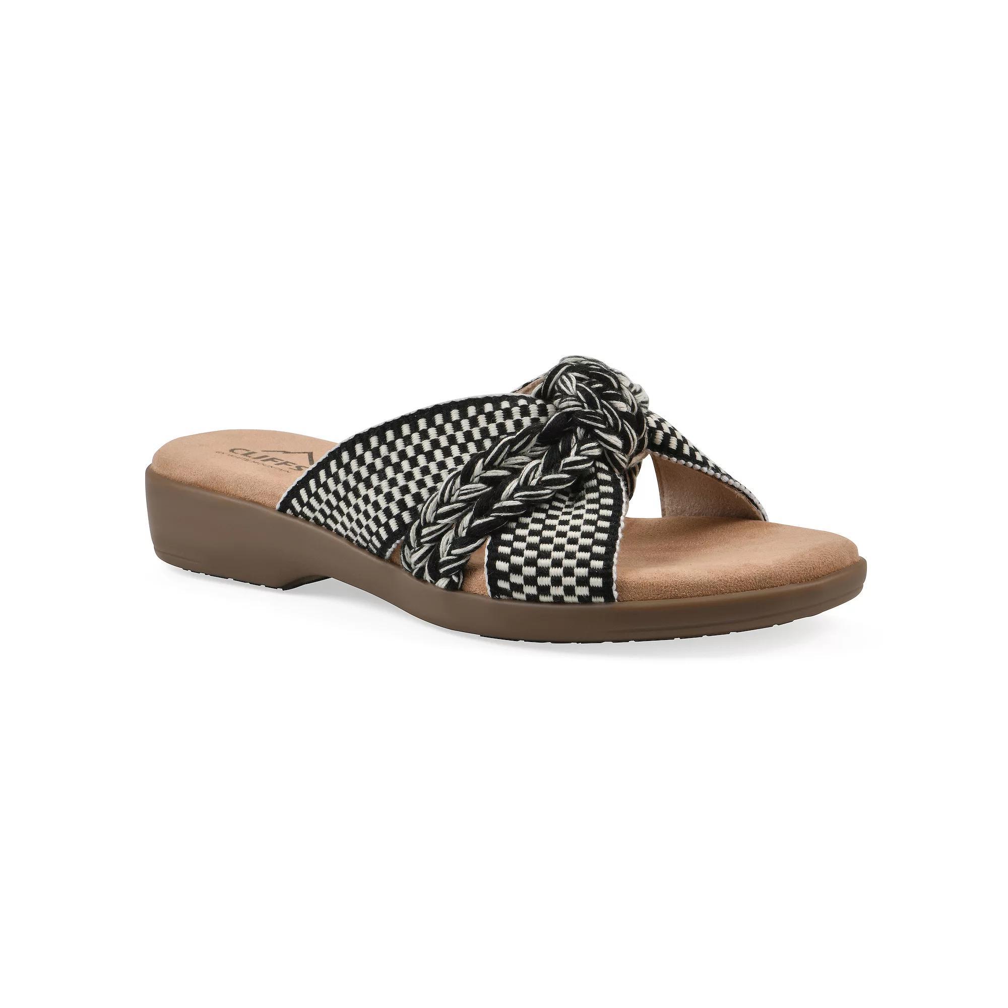 Cliffs by White Mountain Blinding Women's Slide Sandals, Size: 7 Medium, Black Team Fabric Product Image