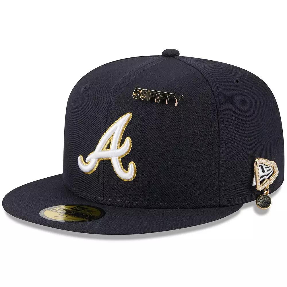 Men's New Era Navy Atlanta Braves 2025 59FIFTY Day 59FIFTY Fitted Hat with Pins,  Product Image