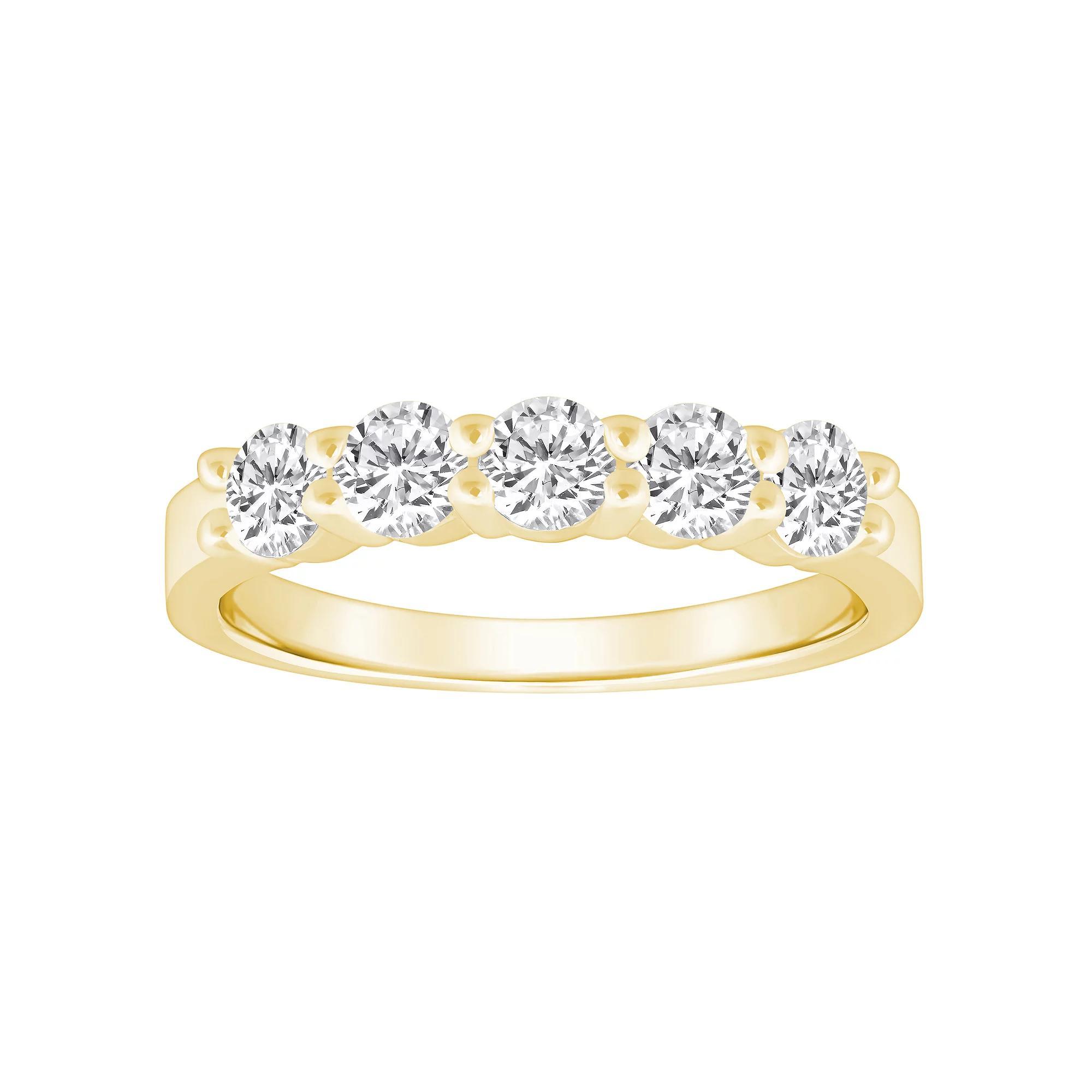 Alyson Layne 14k Gold 1 Carat T.W. Diamond 5-Stone Wedding Band, Women's, Size: 8, Pink Product Image