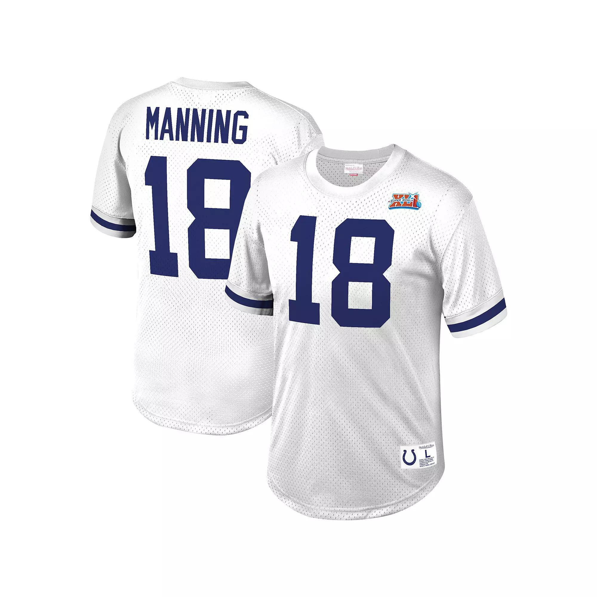 Men's Mitchell & Ness Peyton Manning White Indianapolis Colts Retired Player Name & Number Mesh Top,  Product Image