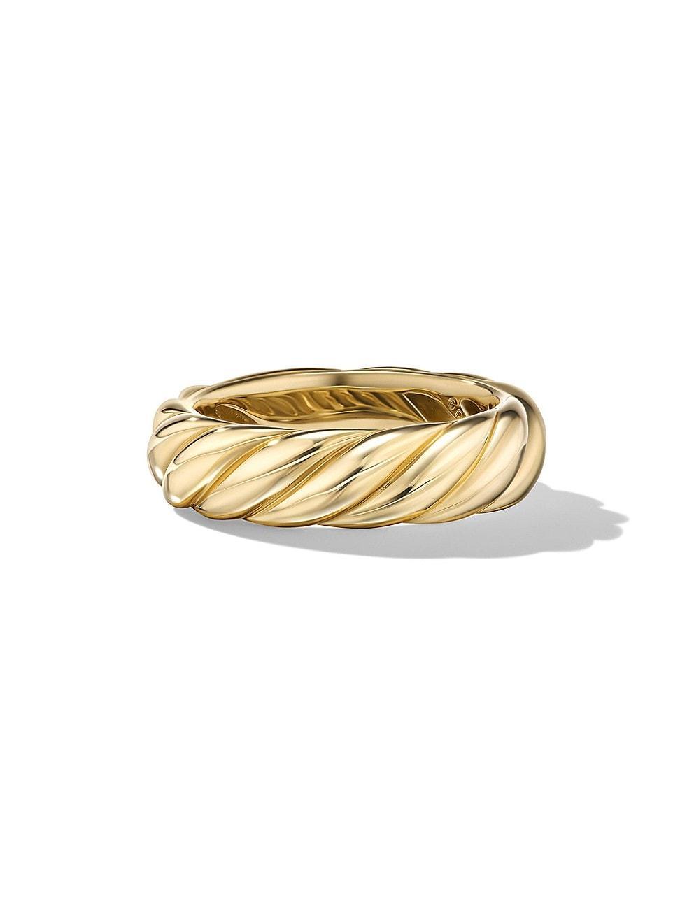 Womens Sculpted Cable Band Ring In 18K Yellow Gold Product Image