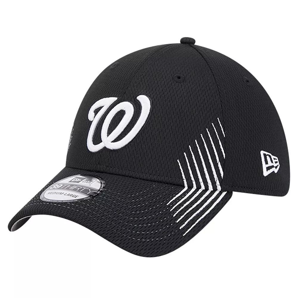 Men's New Era Black Washington Nationals Active Dash Mark 39THIRTY Flex Hat, Size: Large/XL Product Image