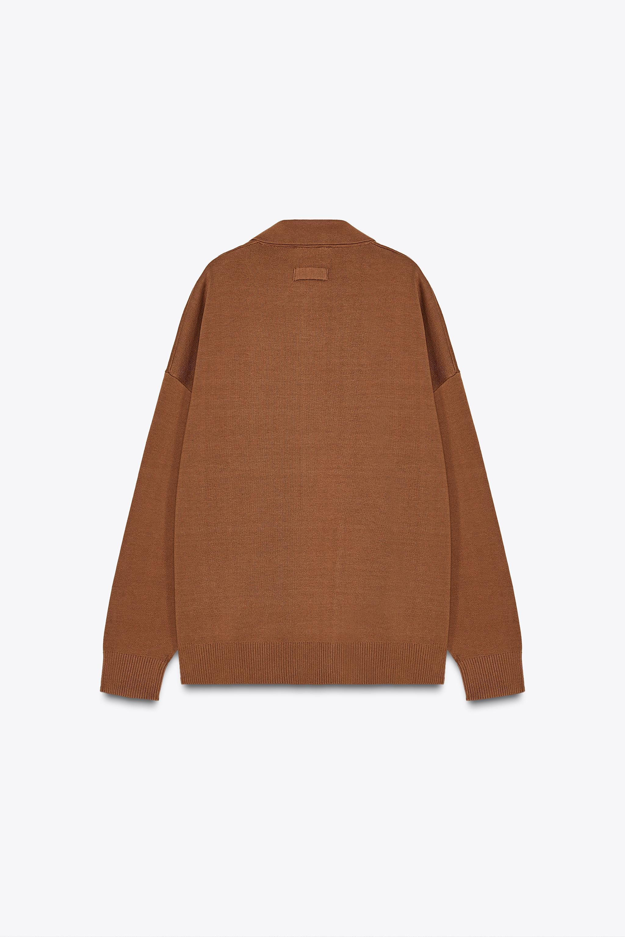 OVERSIZED BASIC KNIT POLO SWEATER Product Image