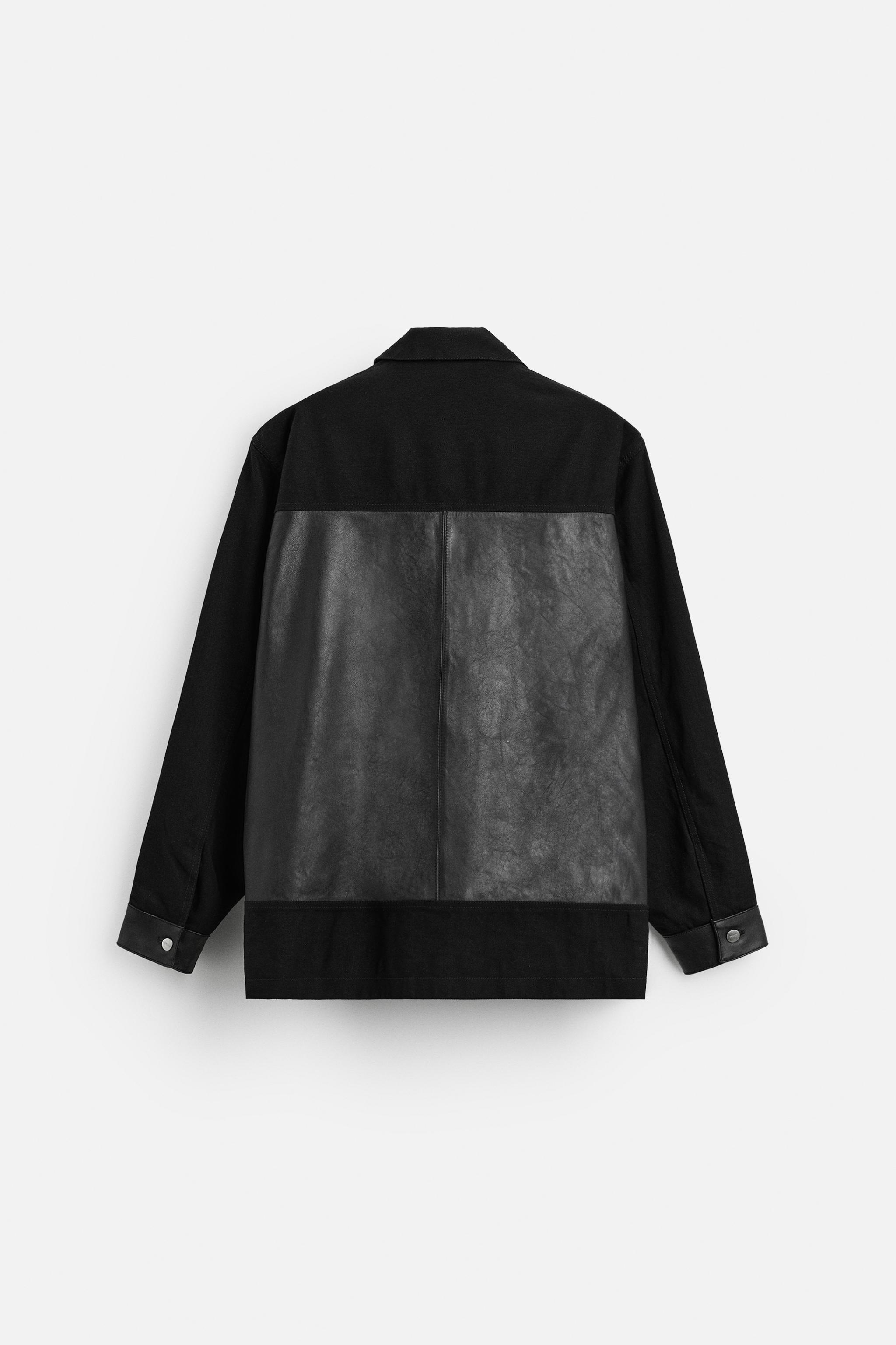 CONTRASTING LEATHER JACKET Product Image