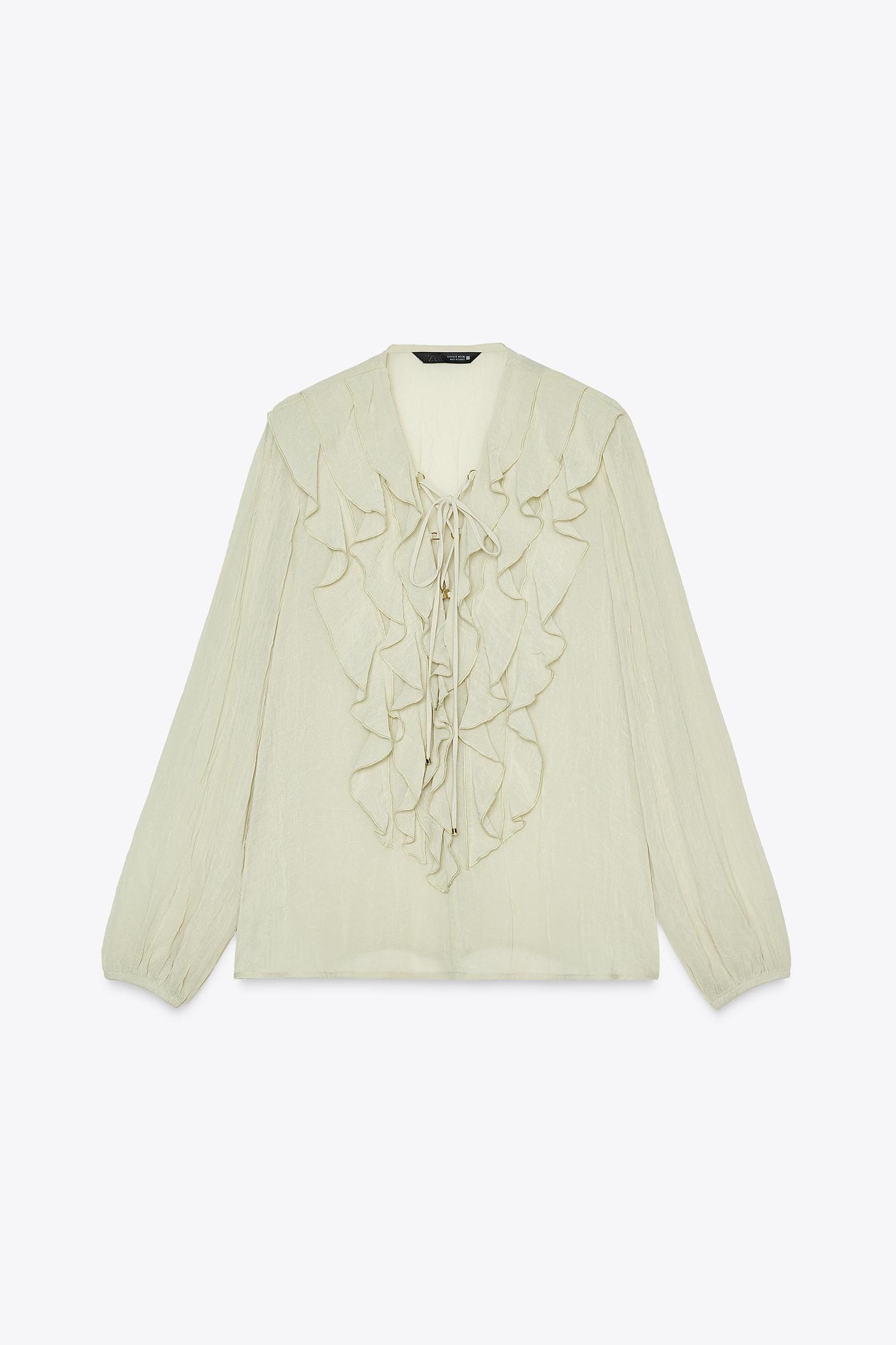 SEMI-SHEER BLOUSE WITH RUFFLES Product Image