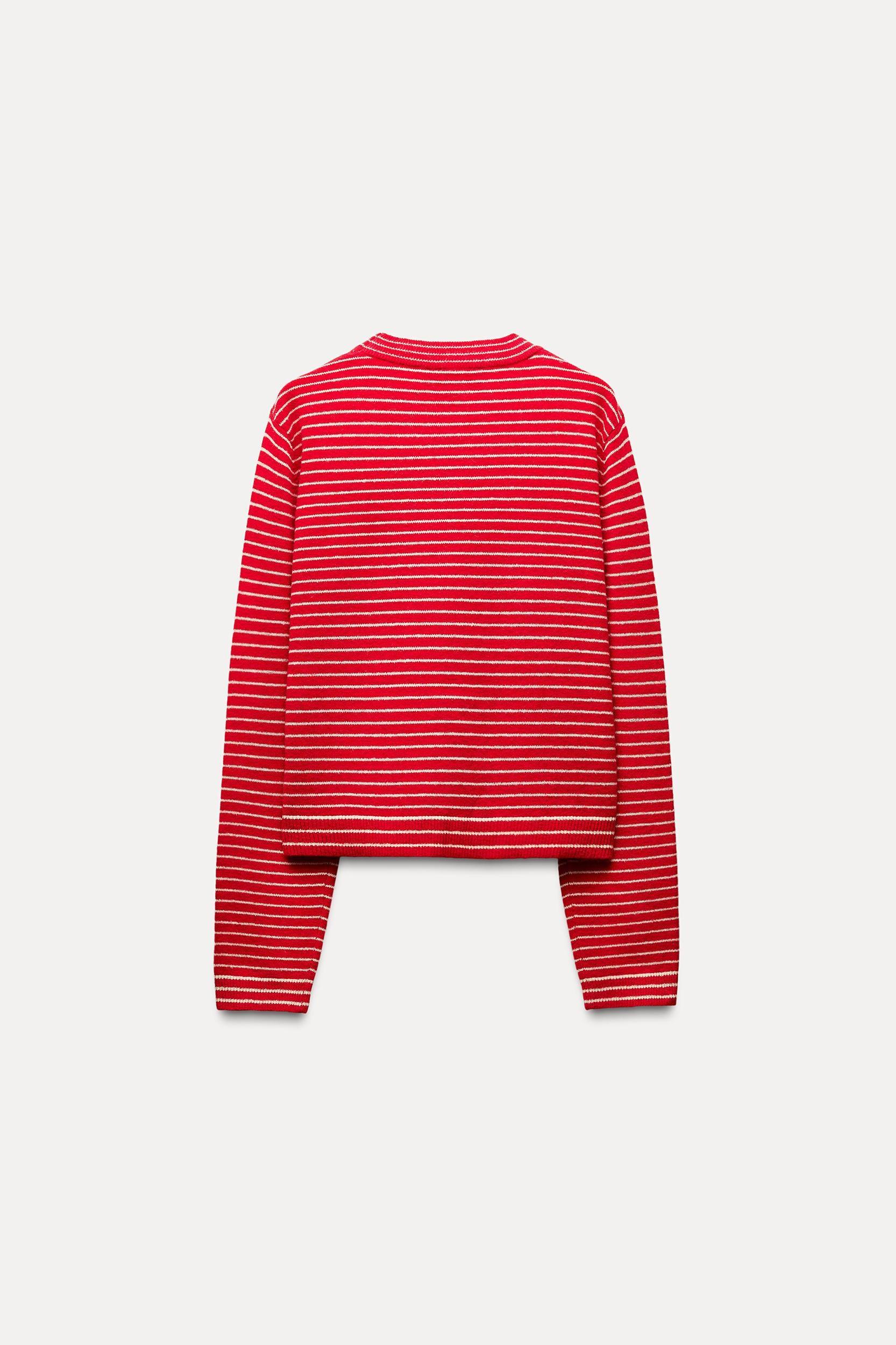 SHORT STRIPED KNIT SWEATER Product Image