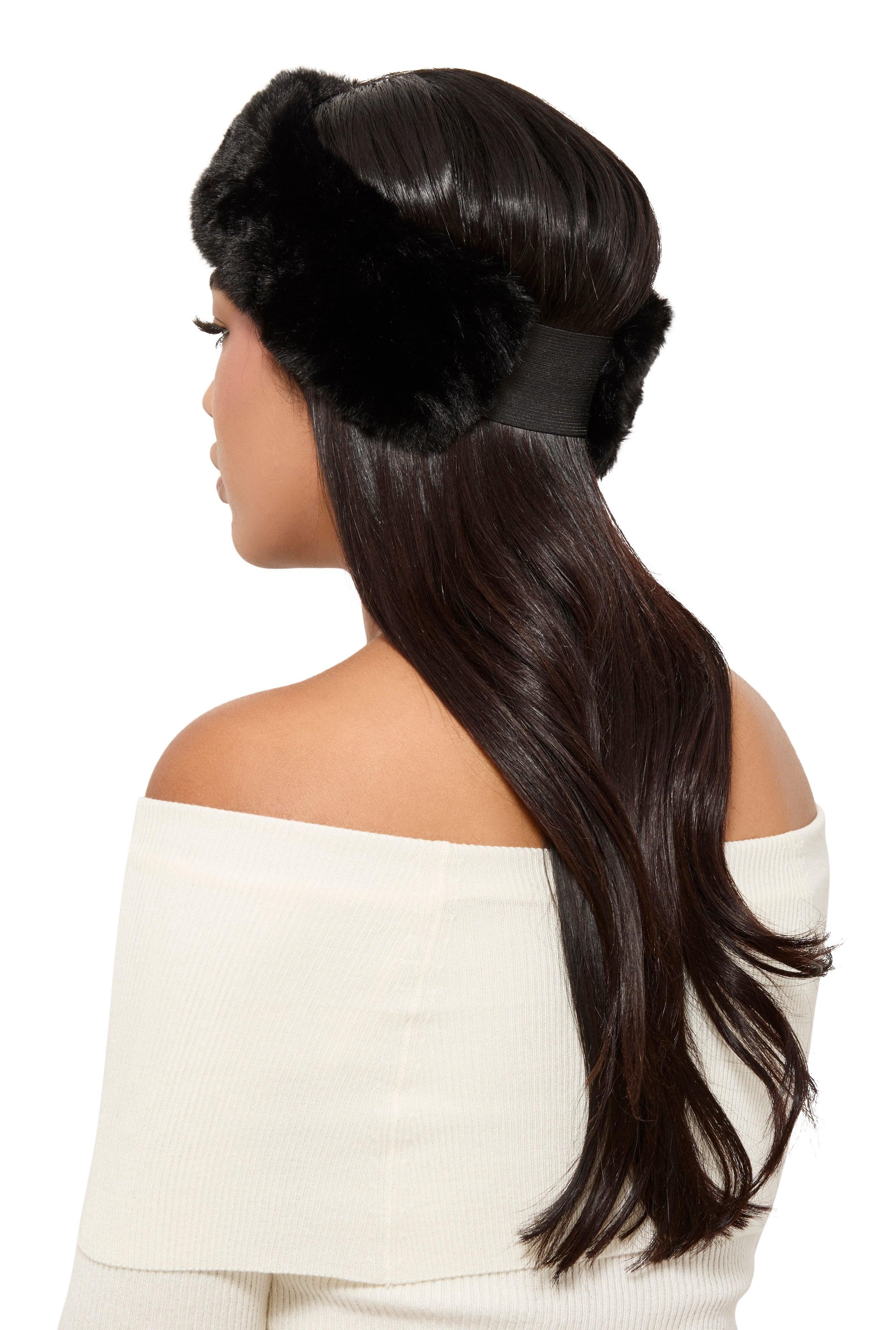 Faux Fur Elastic Back Head Wrap Female Product Image