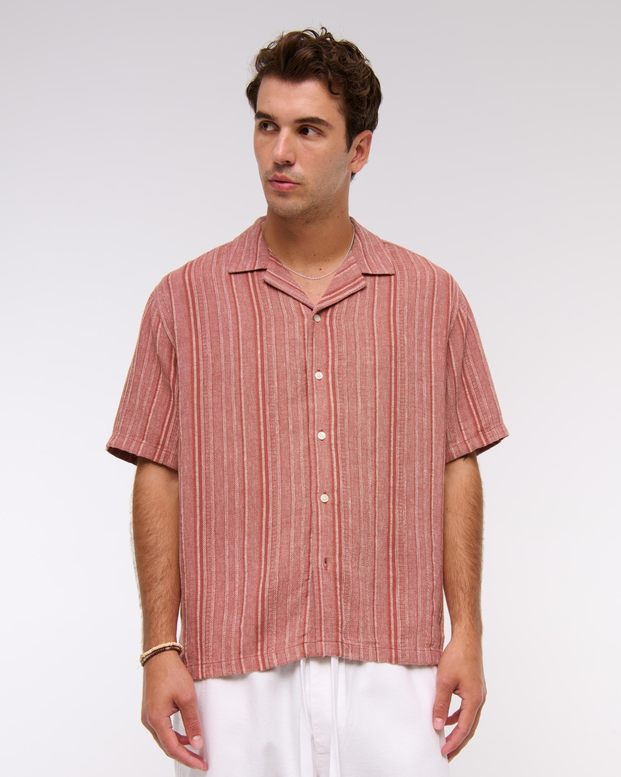 Camp Collar Summer Linen-Blend Shirt Product Image